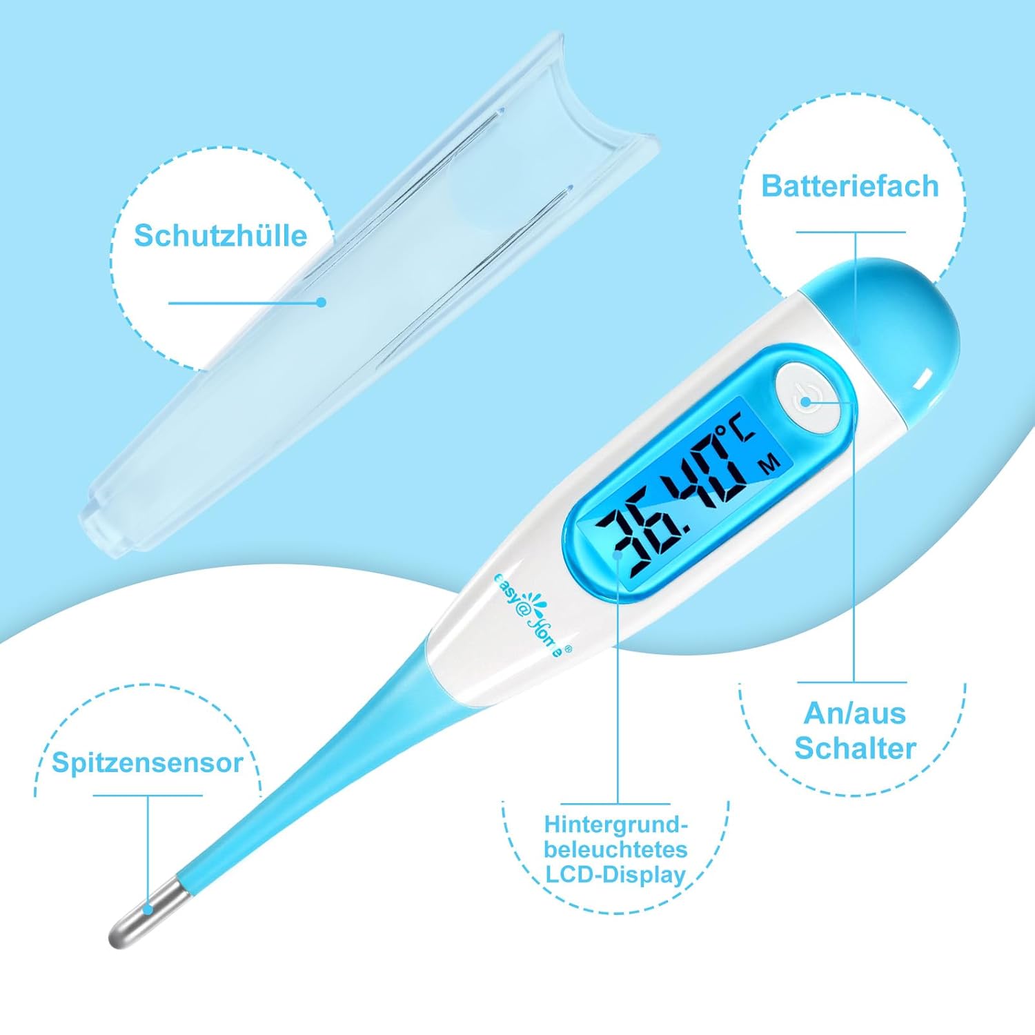 Easy@Home Basalthermometer, Fruchtbarkeitsthermometer zur Zykluskontrolle und Ovulationsverfolgung mit der Premom-App EBT-100B – Bild 7