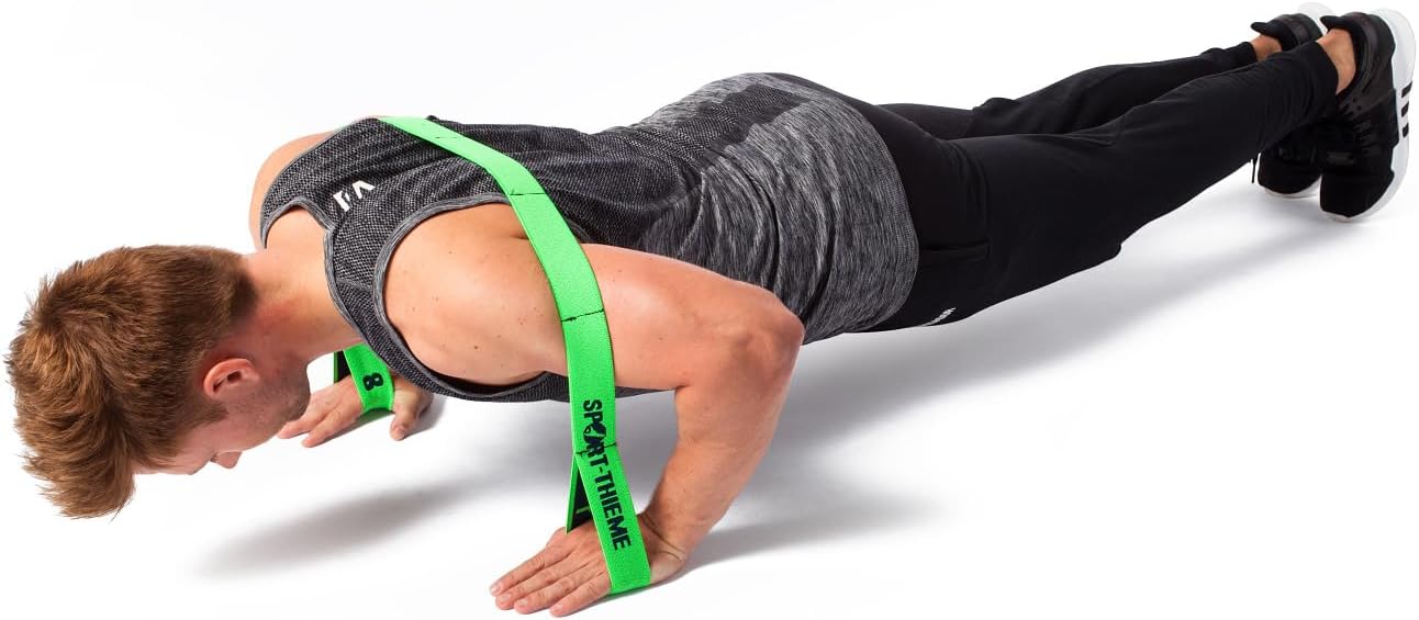Sport-Thieme Fitnessband für Arme und Beine, elastisches Textilband, Gymnastikband, Widerstandsband mit Schlaufen, 3 Zugstärken und Farben: L: 96 cm Latex-Polyesterfäden Markenqualität – Bild 4