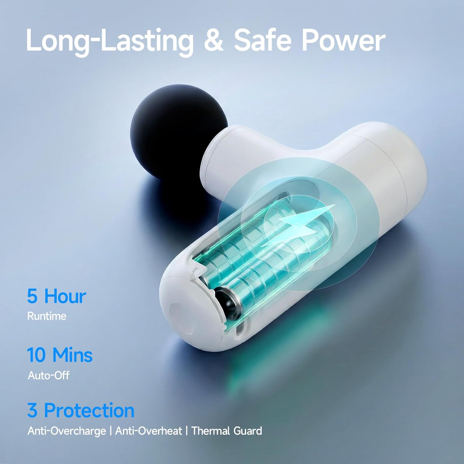Super Mini Massagepistole für tiefes Gewebe, Handheld mit 4 Aufsätzen, Leise und reisetauglich zur Linderung von Rücken- und Muskelschmerzen (Weiß) – Bild 5