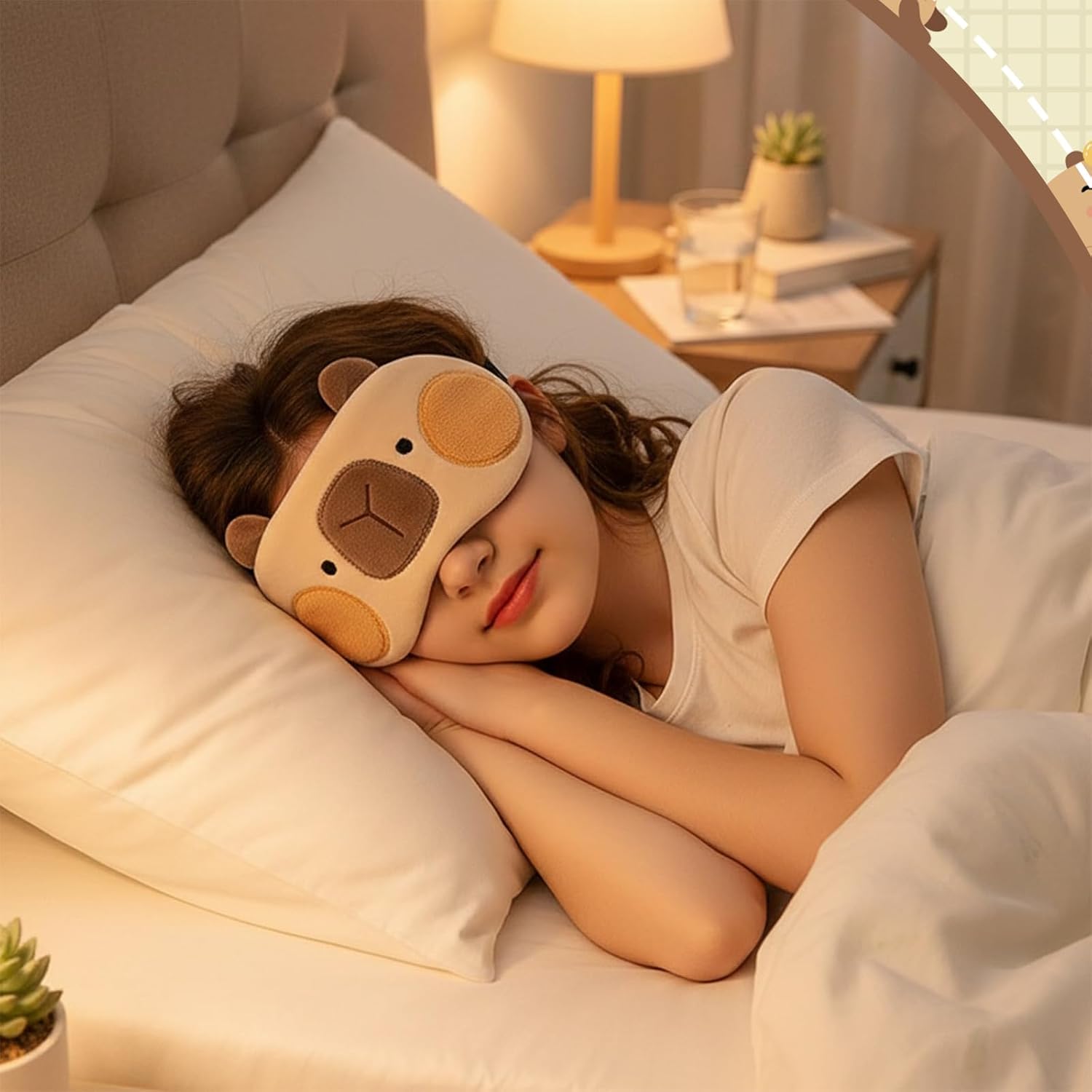 2 Stück süße Schlafmasken, Schlafschutz, lichtdichte Schlafmasken, verstellbar, lichtblockierendes Augenvisier mit Gummiband, Verdunkelungs-Schlafmaske, Cartoon-Augenmaske zum Schlafen – Bild 7