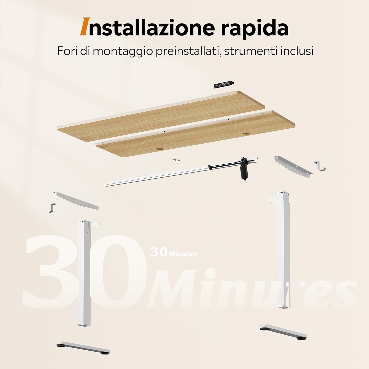 DEVAISE Höhenverstellbarer Schreibtisch, 140 x 70 cm, mit leisem Motor und Memory-Funktion für 3 Höhen, Sitz-Steh-Schreibtisch, Höhenverstellung 72-118 cm, ergonomischer Computertisch für Büro, Farbe Eiche – Bild 8