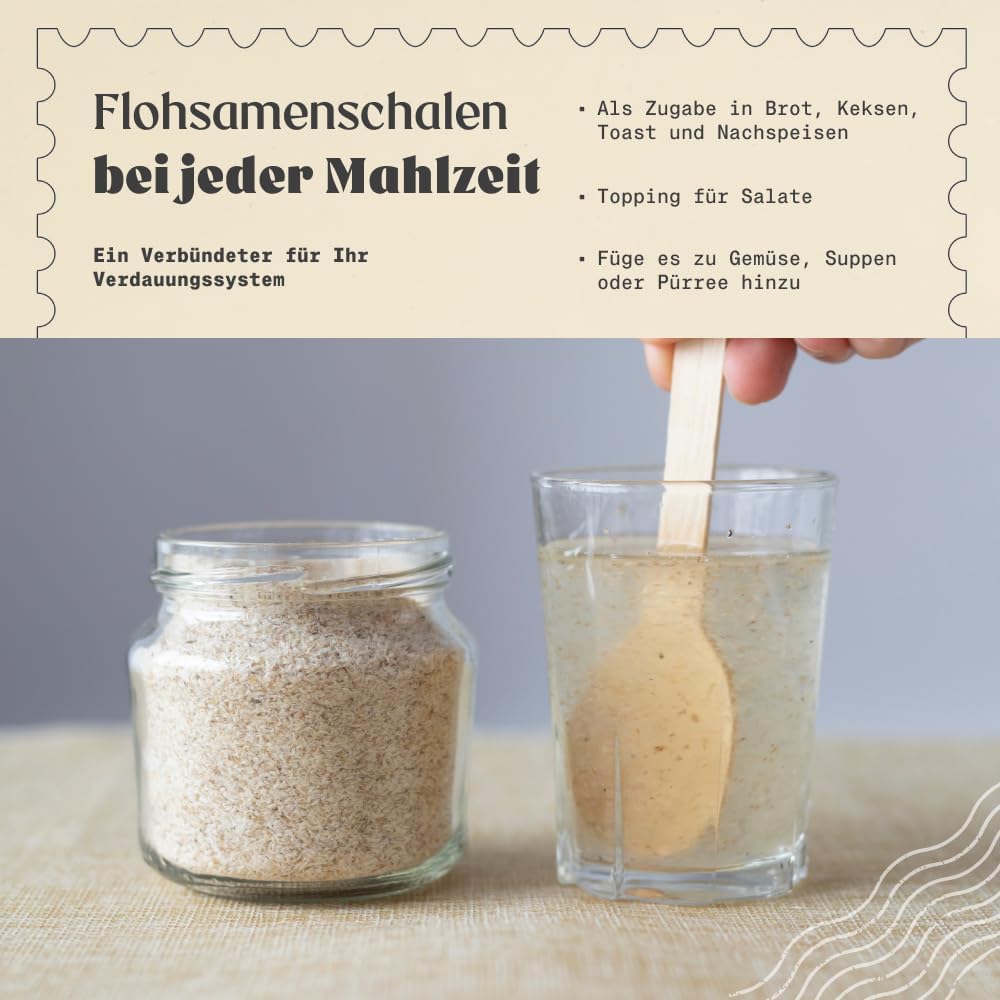 Bio-Flohsamenschalen (99 % Reinheit) 200 g. Bio-Flohsamenschalen. 100 % indisch, natürlich und rein. Ballaststoffreich und vegan, zur Aufnahme in Wasser, Getränken oder Säften. NaturaleBio – Bild 4