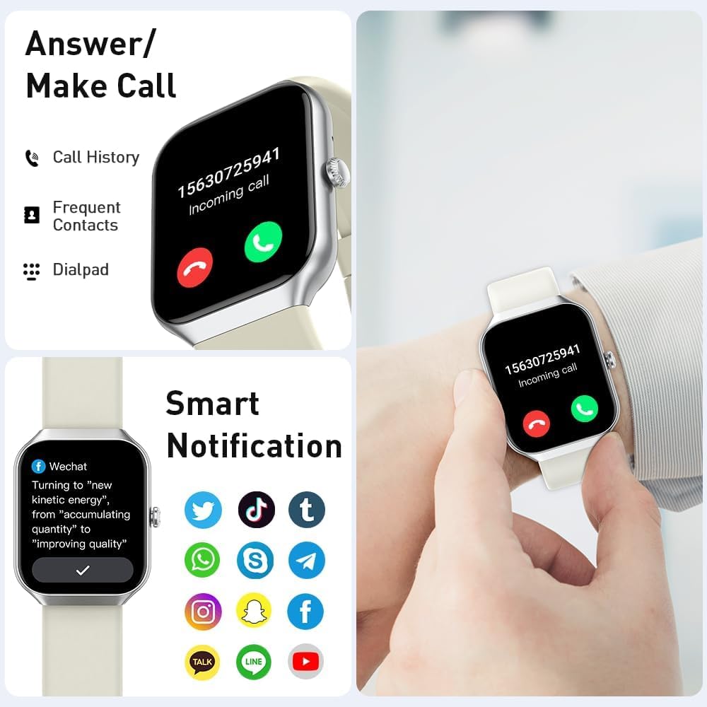 Smartwatch Herren Damen 1,96 Zoll HD 2026 Fitnessuhr Smartwatch mit Telefonfunktion, 115+ Sportmodi Schrittzähleruhr, Herzfrequenz-SpO2-Schlafmonitor, IP68 wasserdichte Sportuhr für Android iOS – Bild 3