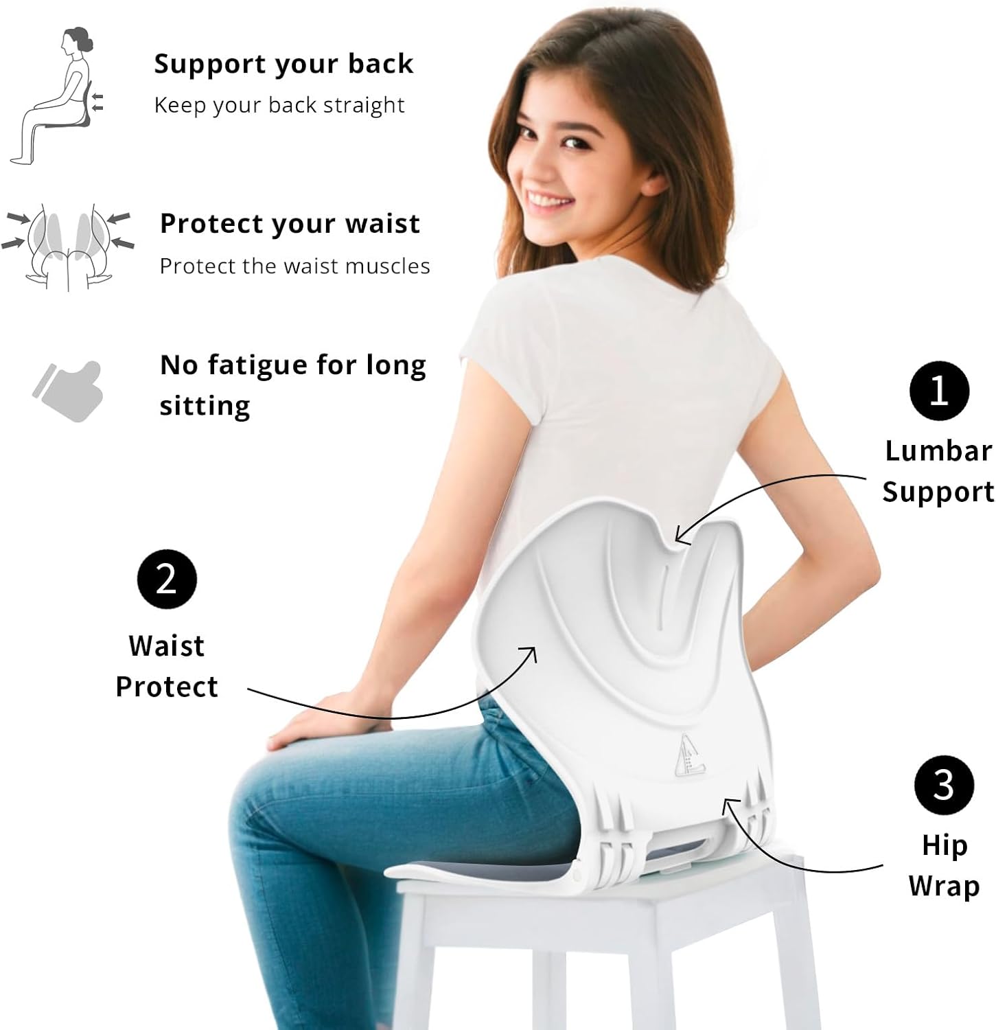 Klappbarer Stuhl zur Unterstützung der Lendenwirbelsäule, ergonomische Kurve zur Haltungskorrektur, Linderung von Rückenschmerzen, perfekt für Bodensitz, Büroarbeit, Hausarbeit, kleine Größe für Kinder, Jugendliche, Teenager (Graublau) – Bild 2