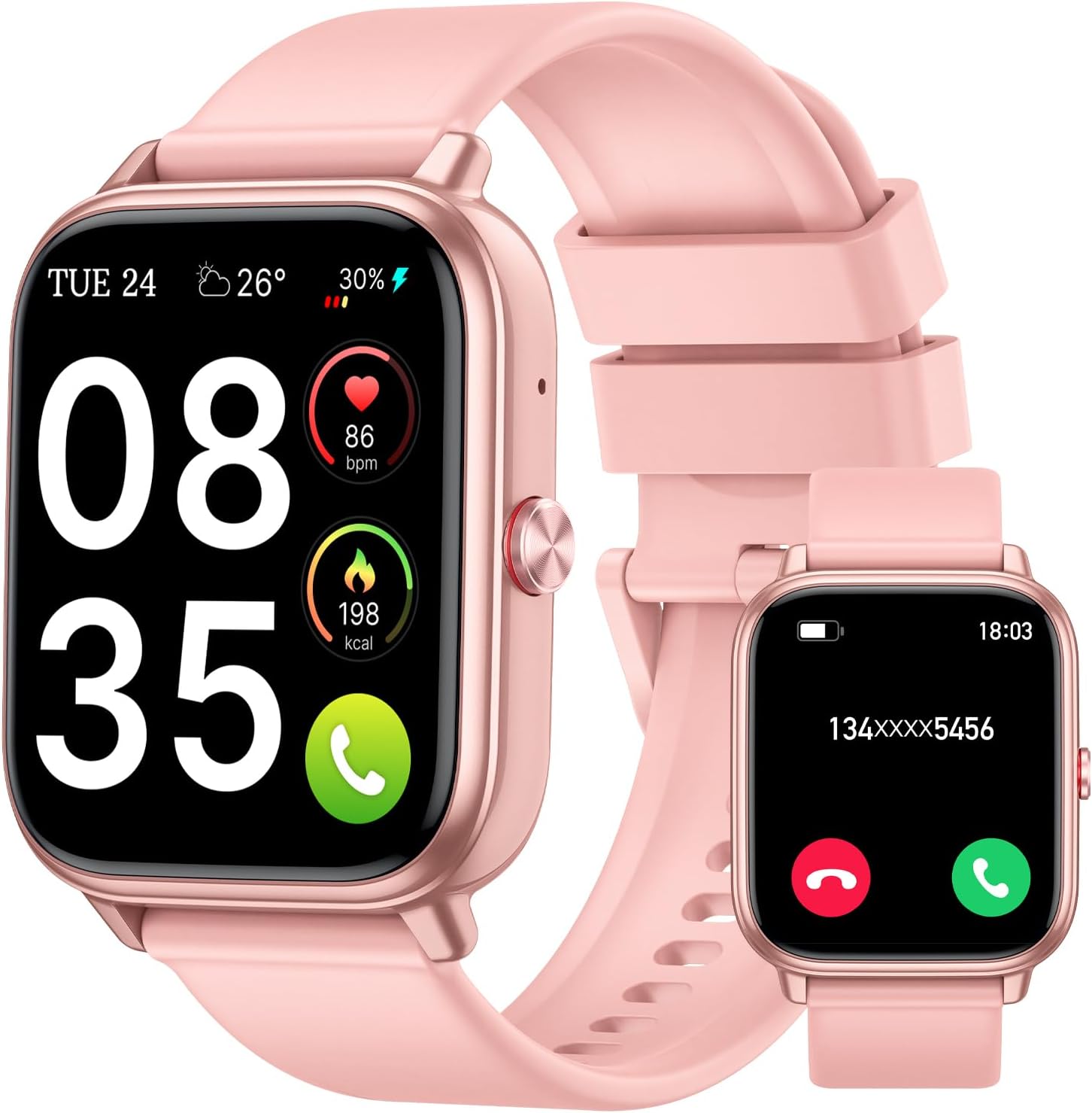 Smartwatch für Damen und Herren, 1,83 Zoll HD-Touchscreen, 20 Tage Akkulaufzeit, Fitnessuhr mit Herzfrequenzmesser, Schlafmonitor, Schrittzähler, Bluetooth-Anruffunktion, 112+ Sportmodi, IP68