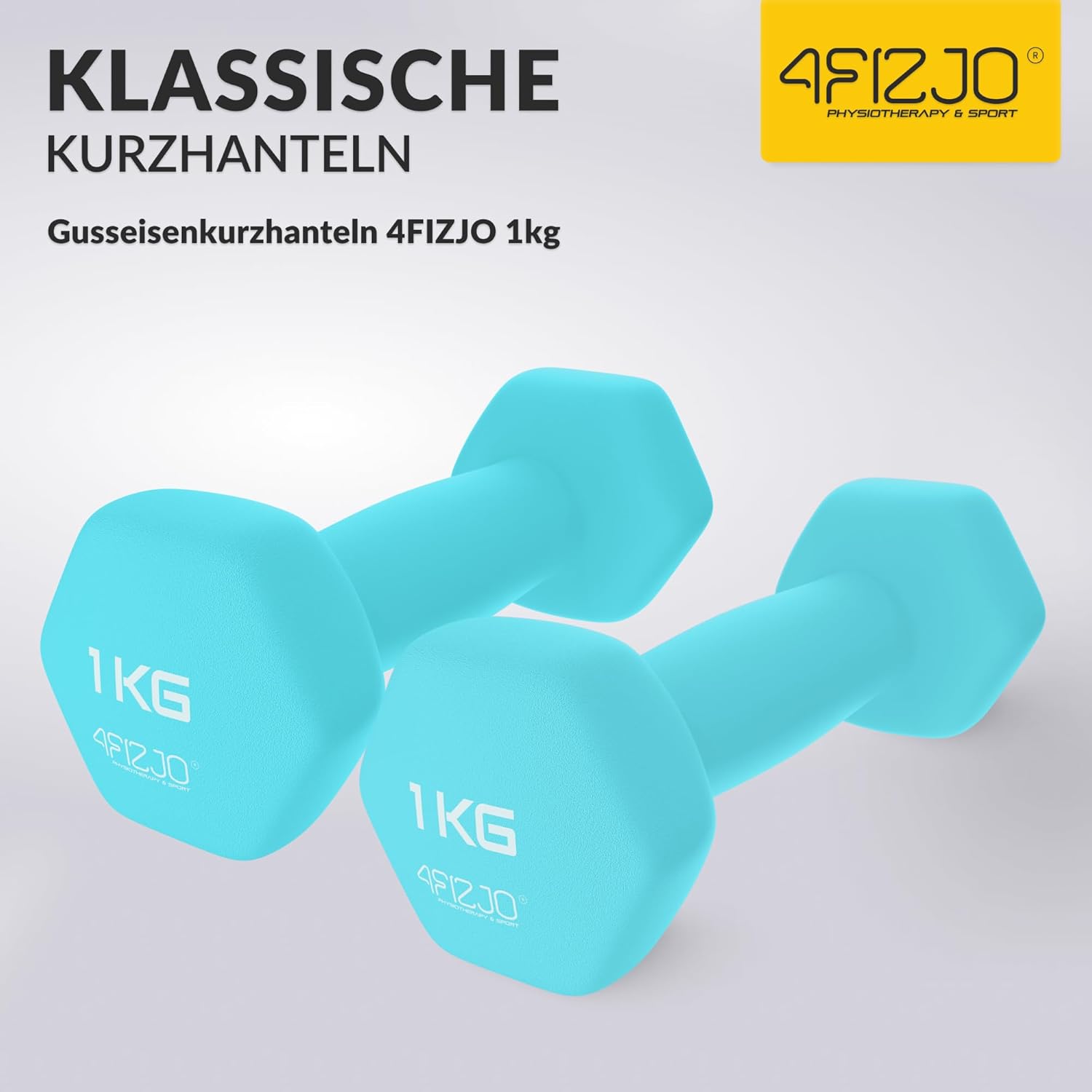 4FIZJO Klassisches Hantelset, Gusseisenhanteln mit Neoprenbeschichtung, Hanteln, Gewichte, Hantel Damen, angenehme Haptik, Aerobic, Ausdauer- und Rehabilitationstraining – Bild 2