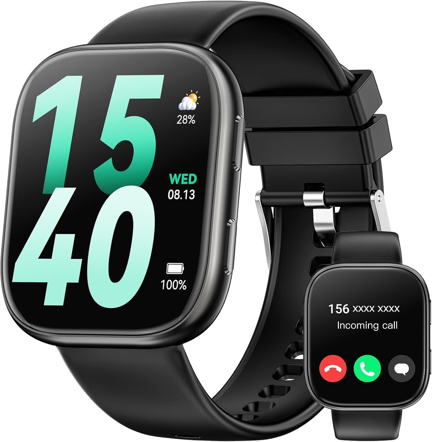 Smartwatch Damen Herren, 1.83" HD Fitnessuhr mit Telefonfunktion, Fitness Tracker mit SpO2 Pulsmesser Schlafmonitor Schrittzähler, 110+ Sportmodi Sportuhr, IP68 Wasserdicht Smart Watch für Android iOS