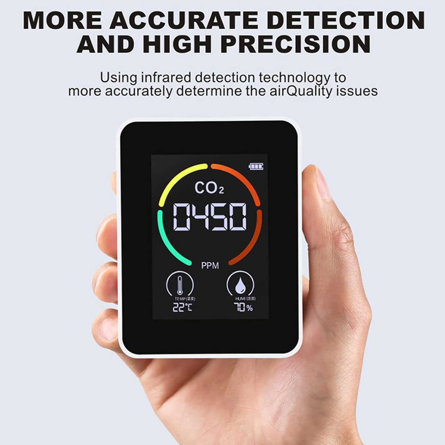 CO2-Detektor, Luftqualitätsmonitor mit TVOC-Sensor, Echtzeitmonitor, einfache Ablesung zu Hause – Bild 6