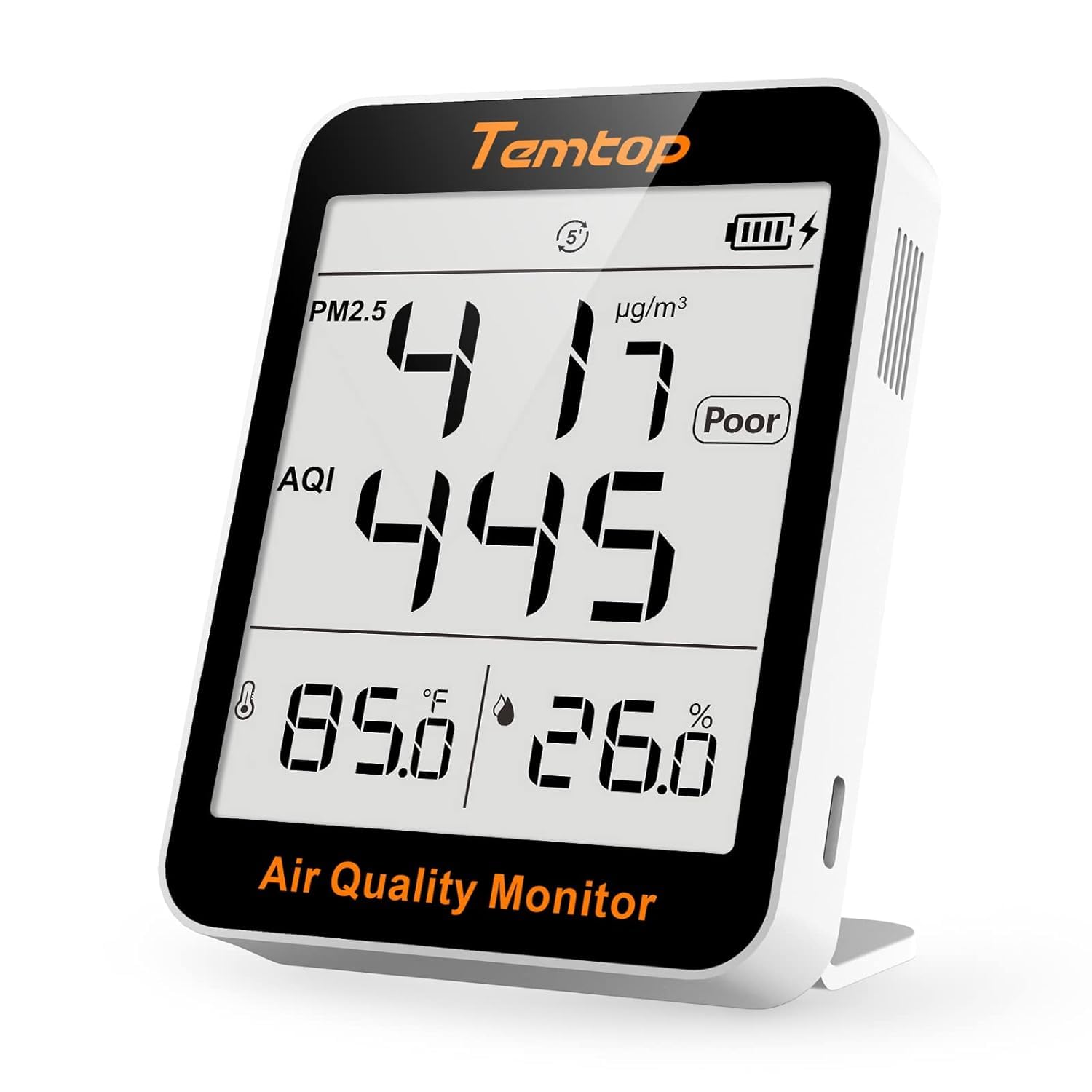 Temtop S1 Luftqualitätsmessgerät mit PM2,5-, AQI- und Temperatur-Feuchtigkeitserkennung, extrem lange Batterielebensdauer von 60 Tagen, ideal für Zuhause und Büro