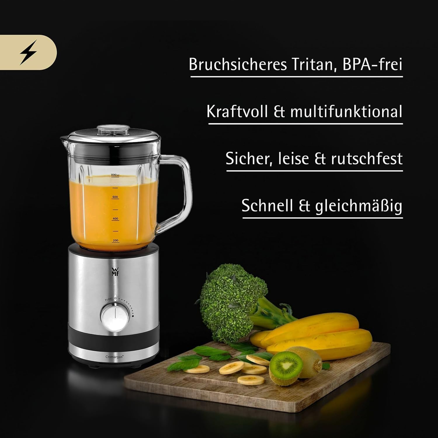 WMF Kitchen Nminis Kompaktmixer, 0,8 l, 400 Watt, Glaskanne, Cromargan Matt/Silber – Bild 6