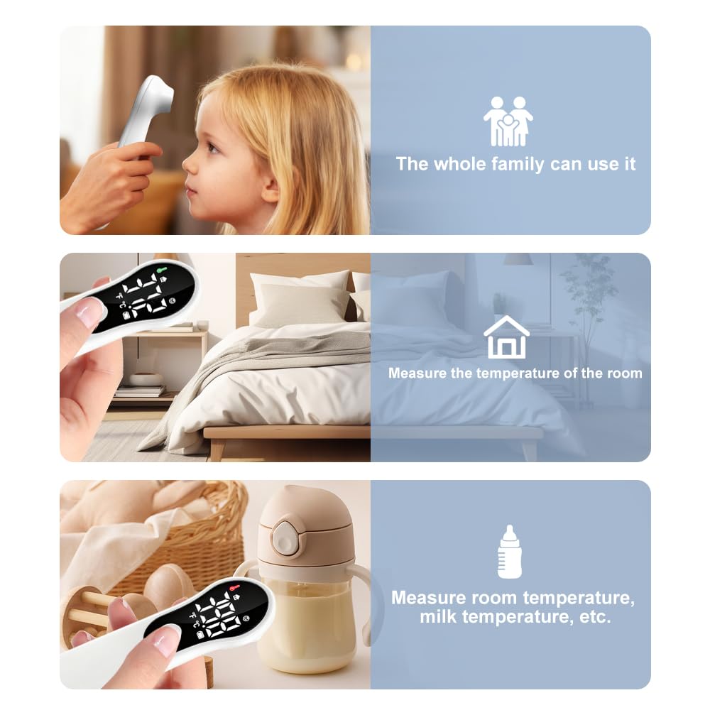 Fieberthermometer Stirnthermometer – wiederaufladbar & kontaktlos, Infrarot-Stirnthermometer für die ganze Familie mit sekundenschneller Messung – für zu Hause und unterwegs – Bild 7
