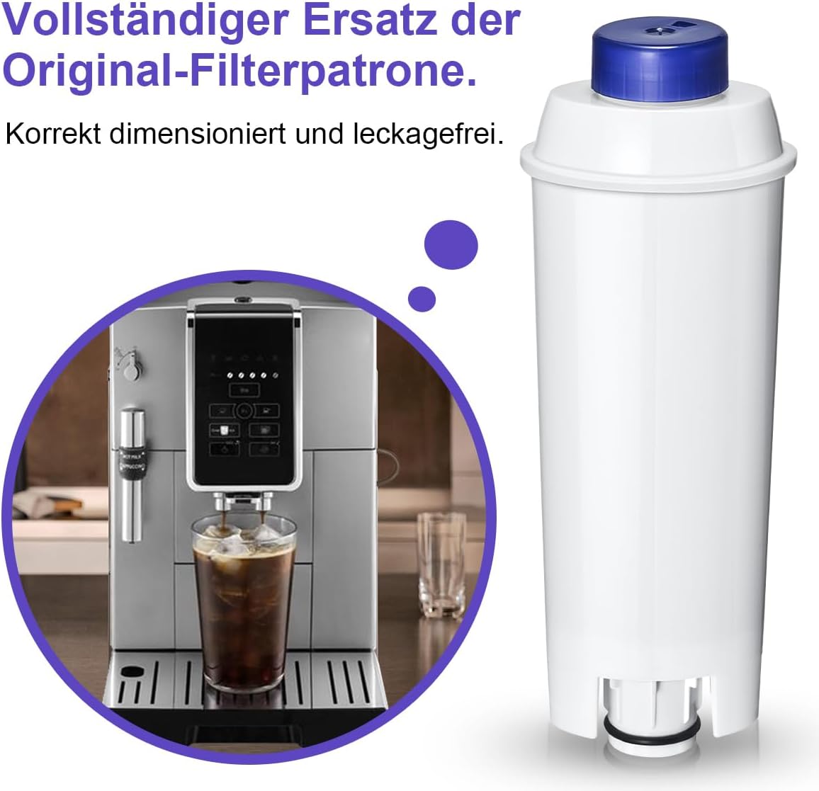 Ersatz für Delonghi Wasserfilter (DLSC002), kompatibel mit Kaffeevollautomaten, ECAM-Serie, Dinamica, Magnifica & Magnifica S/Evo, ETAM Autentica, Eletta Explorer, Prima Donna, Rivelia, Esam. – Bild 4