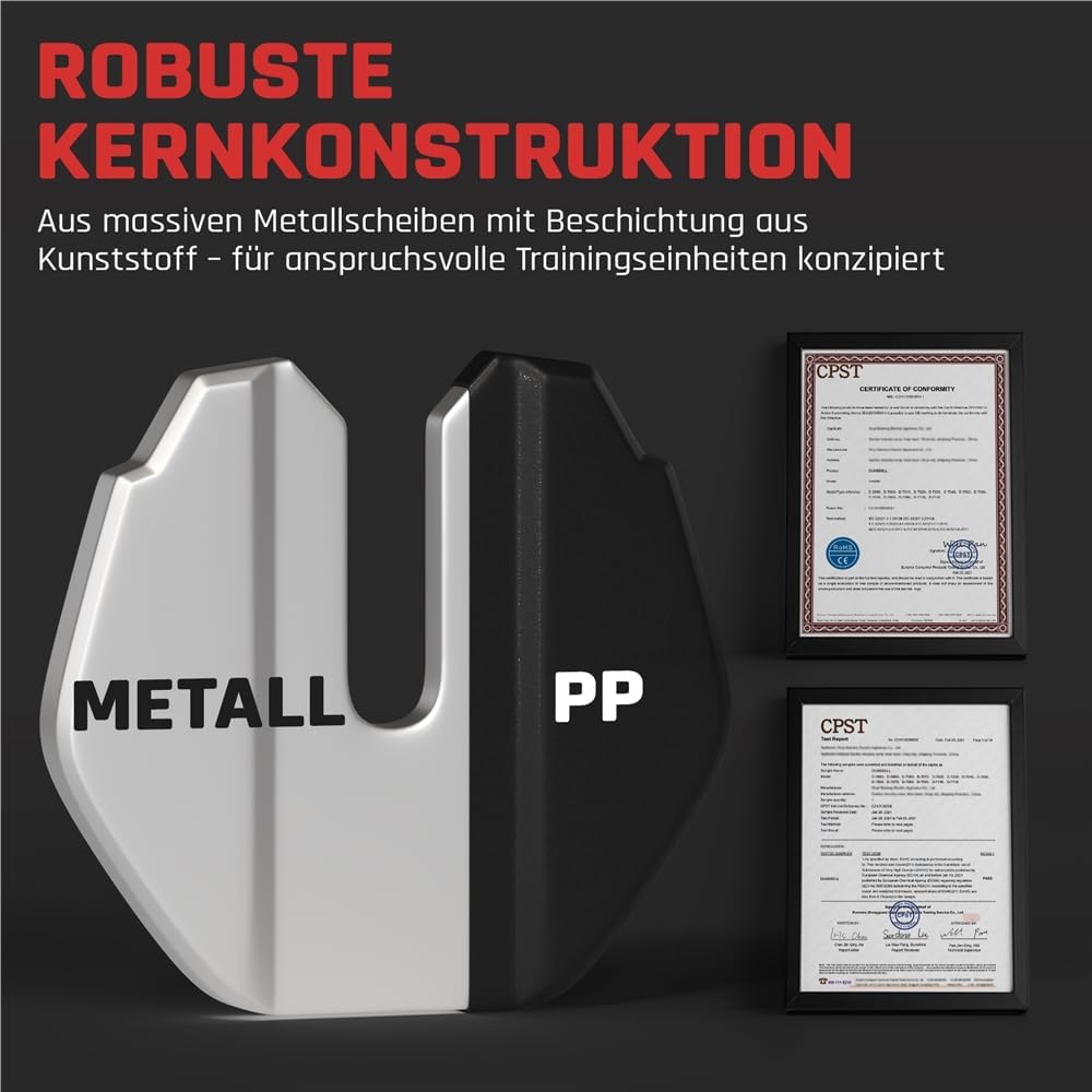 Yaheetech Verstellbarer Hantel, 15 Stufen aus Stahl, 2,5 – 24 kg, sofortige Anpassung, Doppelverriegelungssystem, rutschfest, für Fitnessstudio, Zuhause, Büro – Bild 8