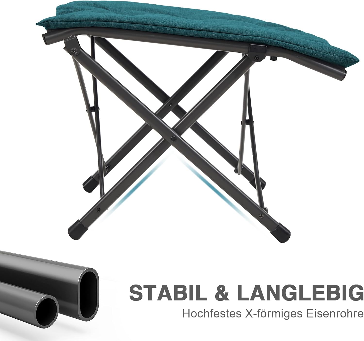 EVER ADVANCED Fußhocker, Fußstütze, klappbarer Klapphocker mit einer Höhe von 47 cm, Klapphocker, gepolsterte Fußstütze für Sessel, Garten- und Balkonstuhl – Bild 6