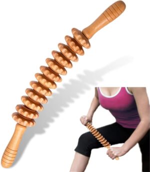 Massagerolle aus Holz, Faszienstab ...