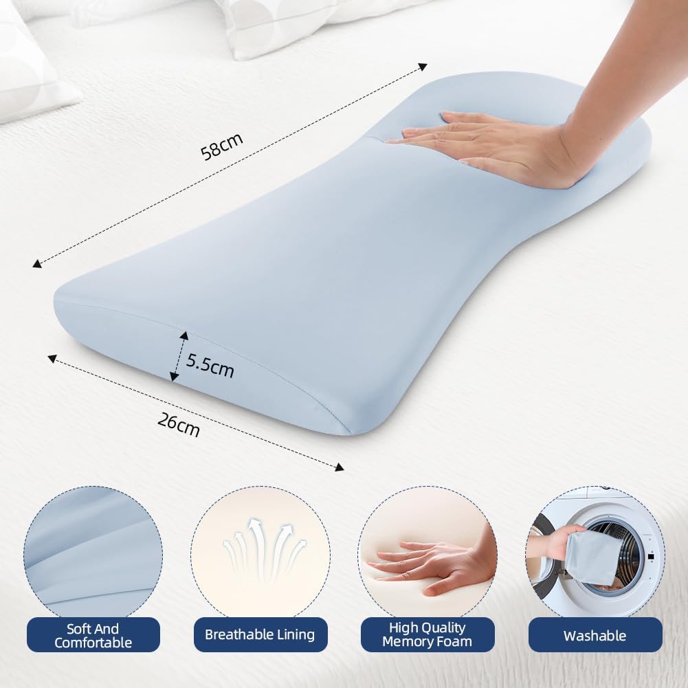 HOTUT Lendenwirbelstützkissen, orthopädisches Memory-Schaum-Lendenkissen, Lendenkissen zum Schlafen für Bett, Sofa, Stuhl, Auto und Bürostuhl (Hellblau) – Bild 2