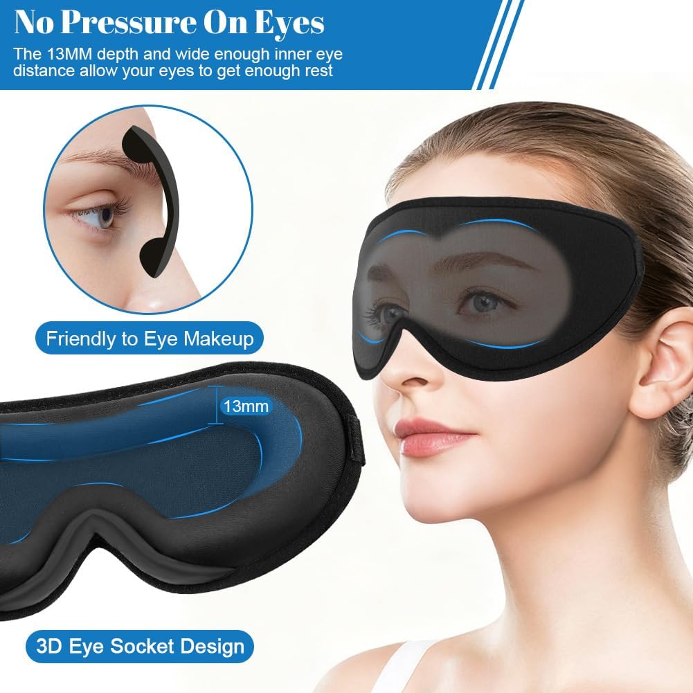 Schlafmaske, 1 x Schlafmaske mit verstellbarem Gummiband für Damen und Herren, Schlafmaske für Seitenschläfer, lichtblockierend und atmungsaktiv, 3D-Augenmaske für Reisen – Bild 5