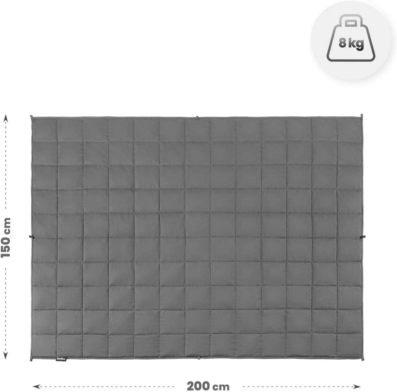 Gewichtsdecke 9 kg, Mikrofaser-Therapiedecke, 150 x 200 cm, 7-Lagen-System mit Glasperlen, Öko-Tex-zertifiziert, für besseren Schlaf und Stressabbau, Grau – Bild 2
