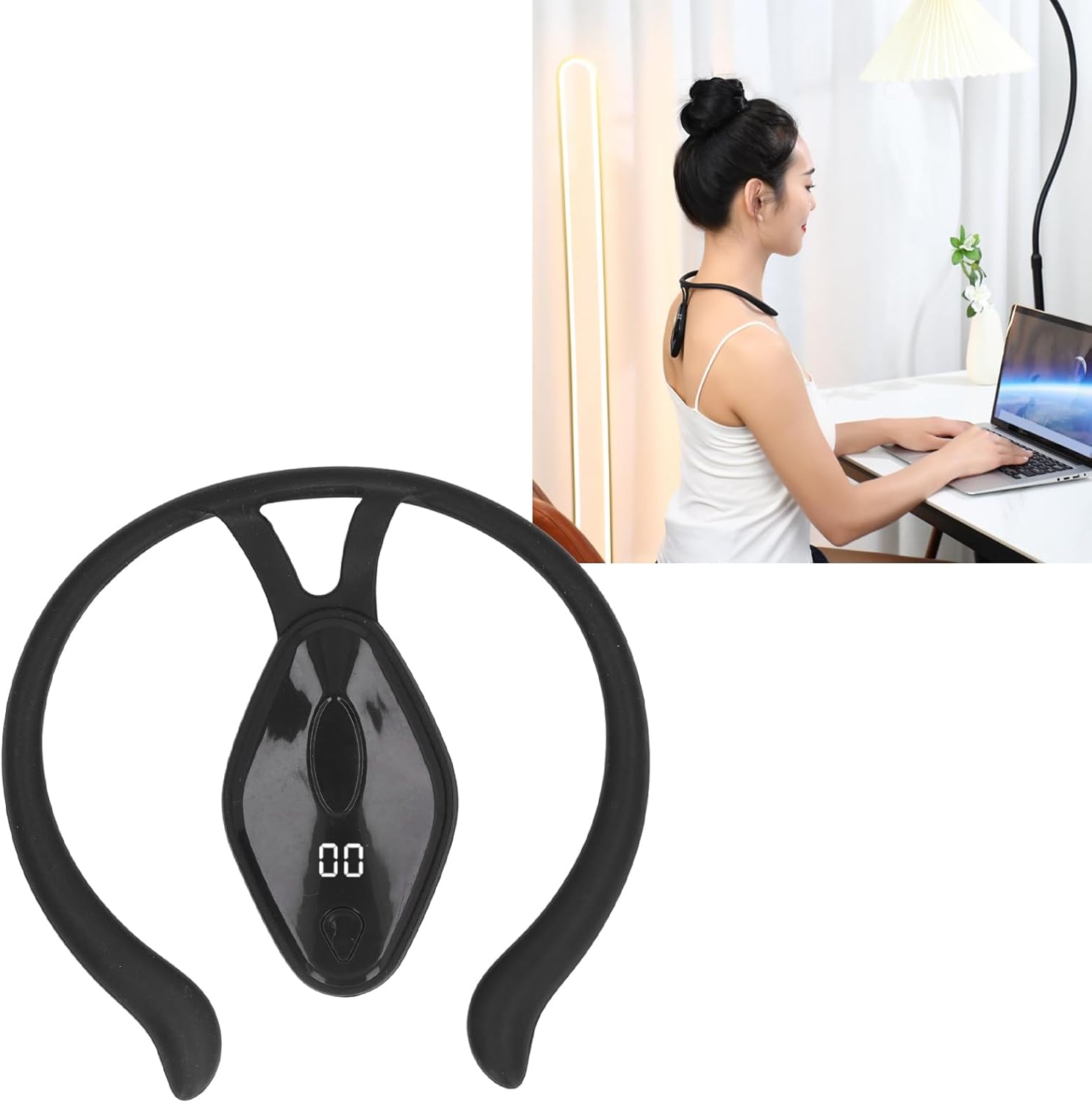 POENVFPO Haltungskorrekturgerät, intelligente automatische Erkennung mit Vibrationsalarm, Unterstützung zur Buckelprävention für Erwachsene und leichtes Silikondesign 8 x 4,6 cm (Typ 2) – Bild 4