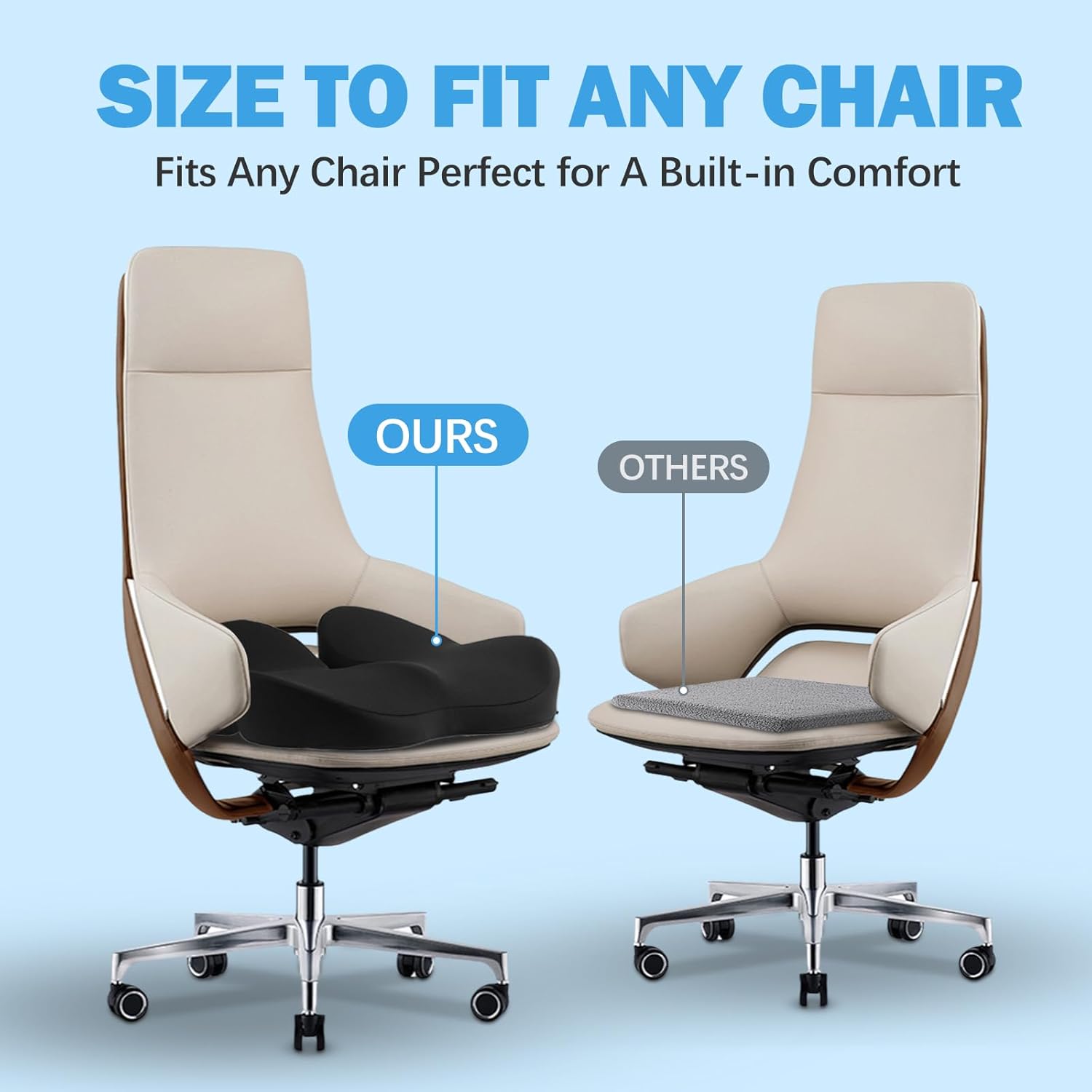 Memory-Sitzkissen für Bürostuhl, ergonomische Kissen, Druckentlastung, Ischias- und Schmerzlinderung, Memory-Schaum für langes Sitzen – Bild 5