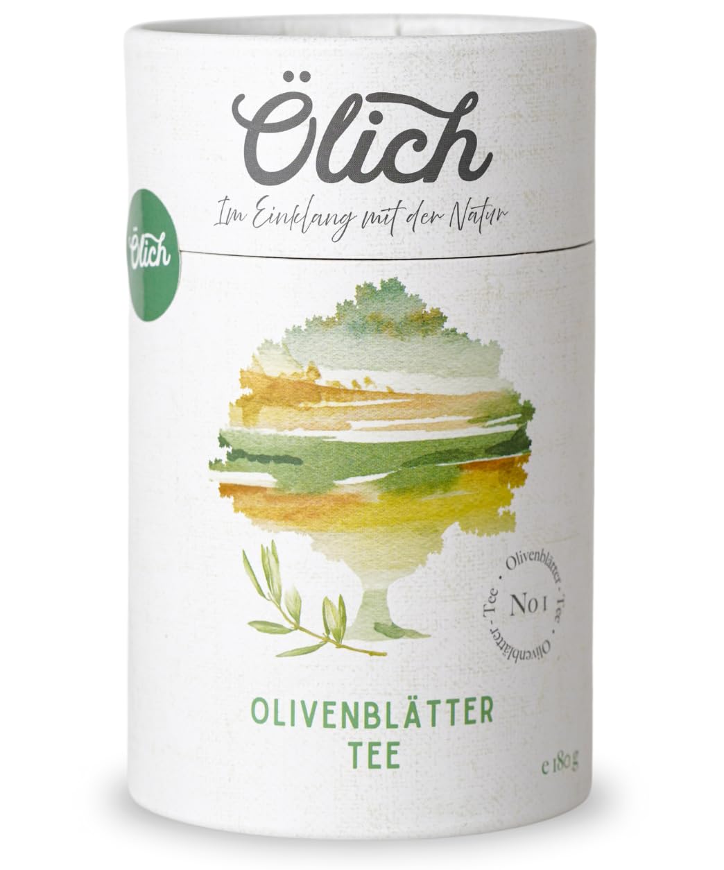 Ölisch Premium Olivenblättertee I Olivenblättertee ohne Koffein, reich an Antioxidantien I Olivenblätter aus eigenem Anbau, mildes Aroma, 180 g