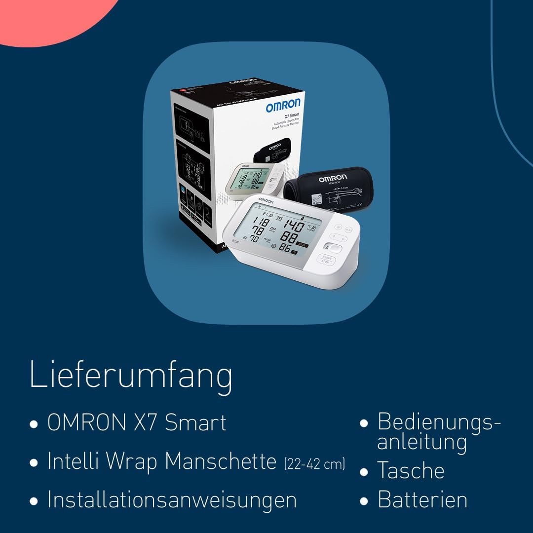 Omron X7 Smart Oberarm-Blutdruckmessgerät mit Bluetooth und Intelli-Wickelmanschette, zeigt mögliches Vorhofflimmern (Afib) an – Bild 8
