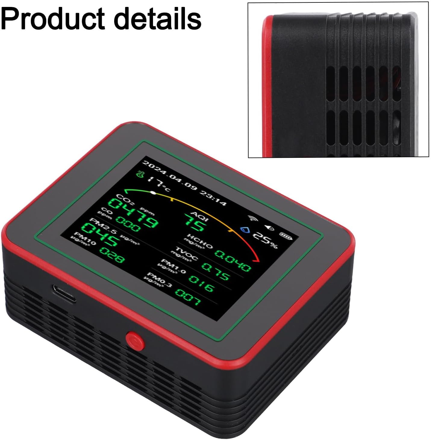 Luftqualitätsmessgerät, 15-in-1-Smart-Luftqualitätsmonitor, Echtzeittester für Zuhause und Büro mit App-Steuerung (Schwarz) – Bild 5