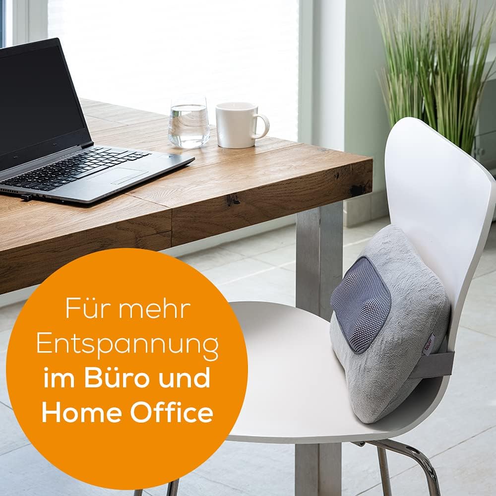 Beurer MG 145 Rücken- und Nackenmassagegerät für eine entspannende Shiatsu-Massage, Wärmefunktion, waschbarer Bezug, 4 Massageköpfe, 34x23x11cm, grau – Bild 2