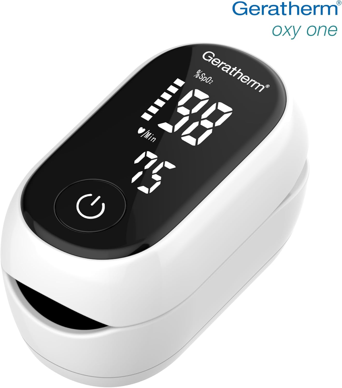 GERATHERM Oxy Ein-Finger-Pulsoximeter – zur schnellen Bestimmung von Sauerstoffsättigung & Puls / Kompakter Herzfrequenzmesser für die Hausapotheke und den Freizeitsport – Bild 3