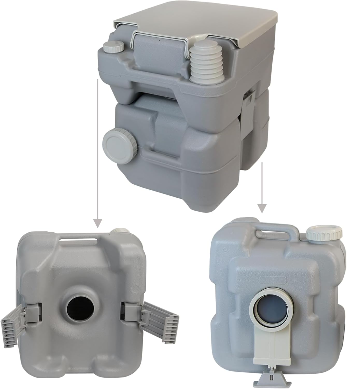 Montafox Campingtoilette 20 L, bequeme Sitzhöhe, tragbare Reisetoilette bis 130 kg, Wohnwagen, Wohnmobil, Wohnmobil – Bild 5