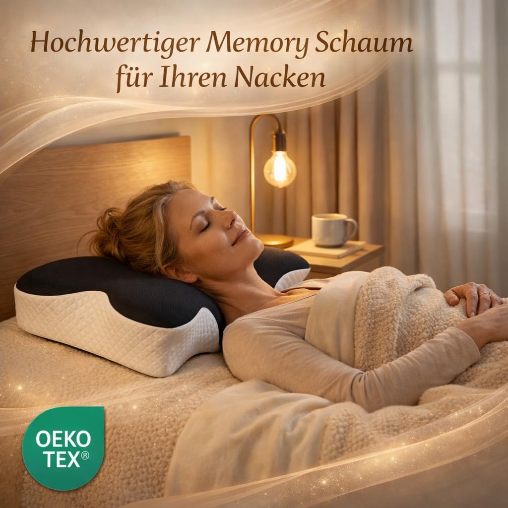 Bewalker Orthopädisches Kissen, Kissen gegen Nackenschmerzen, Kissen 60 x 70 cm, Nackenkissen, Schlafkissen, ergonomisches Kissen, Memory-Schaum-Kissen, Seitenschläferkissen – Bild 4
