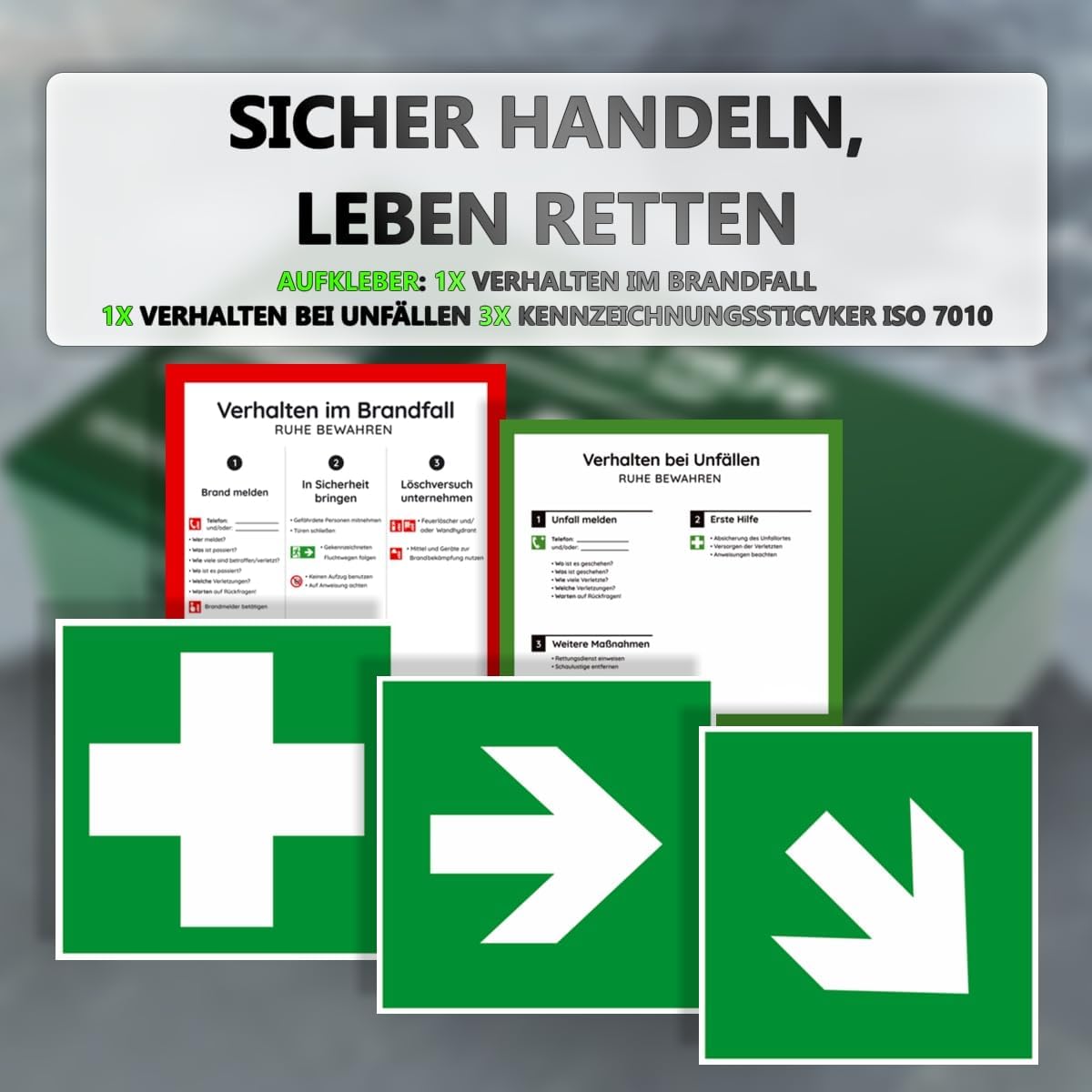 Erste-Hilfe-Set mit Inhalt, Wandhalterung, 5 x Aufkleber nach DIN 13157, Erste-Hilfe-Set für den Baustellen-Bürobetrieb – Bild 8