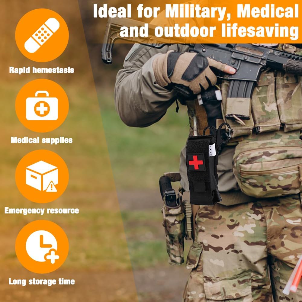 Mineup Bandage Tourniquet Set, Taktische Tourniquets, Militär Tourniquet und Schere Tournique Holster, Einhand-Erste-Hilfe-Set, Taktische Tourniquet für Outdoor-Sport, Camping, Wandern – Bild 4