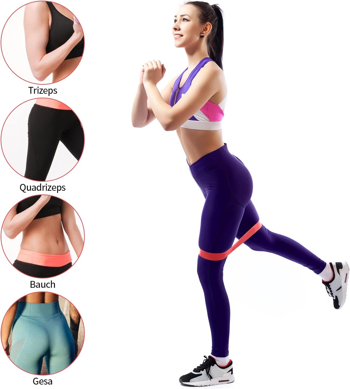 5 Stück Widerstandsbänder, Widerstandsbänder, Fitnessbänder, Widerstandsbänder mit 5 verschiedenen Widerstandsstufen, zum Dehnen von Yoga, mit Tragetasche und Anleitung (evtl. nicht in deutscher Sprache) – Bild 3