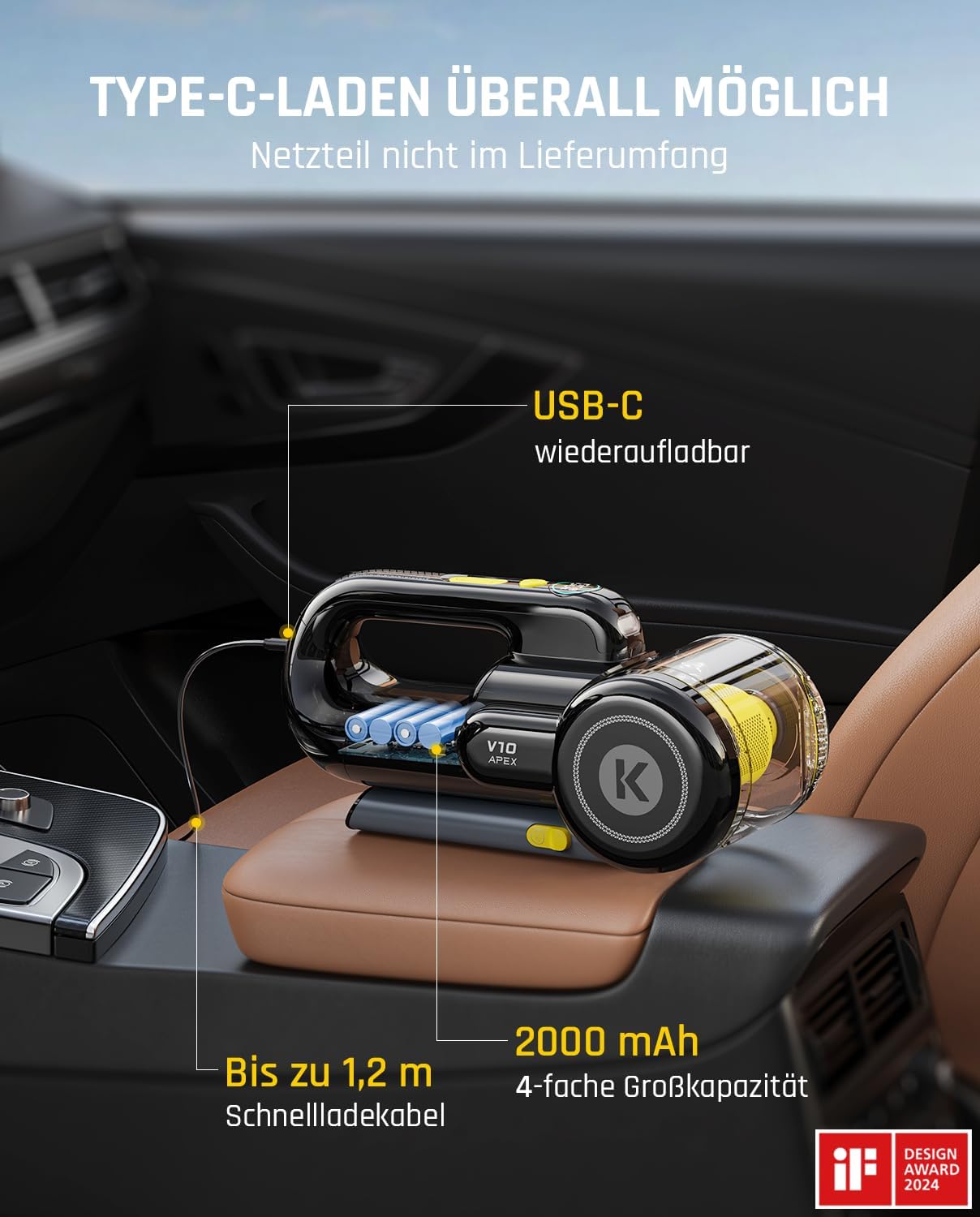 Fanttik Fold V10 APEX Pivot Akku-Handstaubsauger, 17.000 Pa Saugleistung, intelligentes LED-Display, Autostaubsauger für Auto & Haushalt, ausgestattet mit Flexschlauch, Tierhaarbürste und anderem Zubehör – Bild 6
