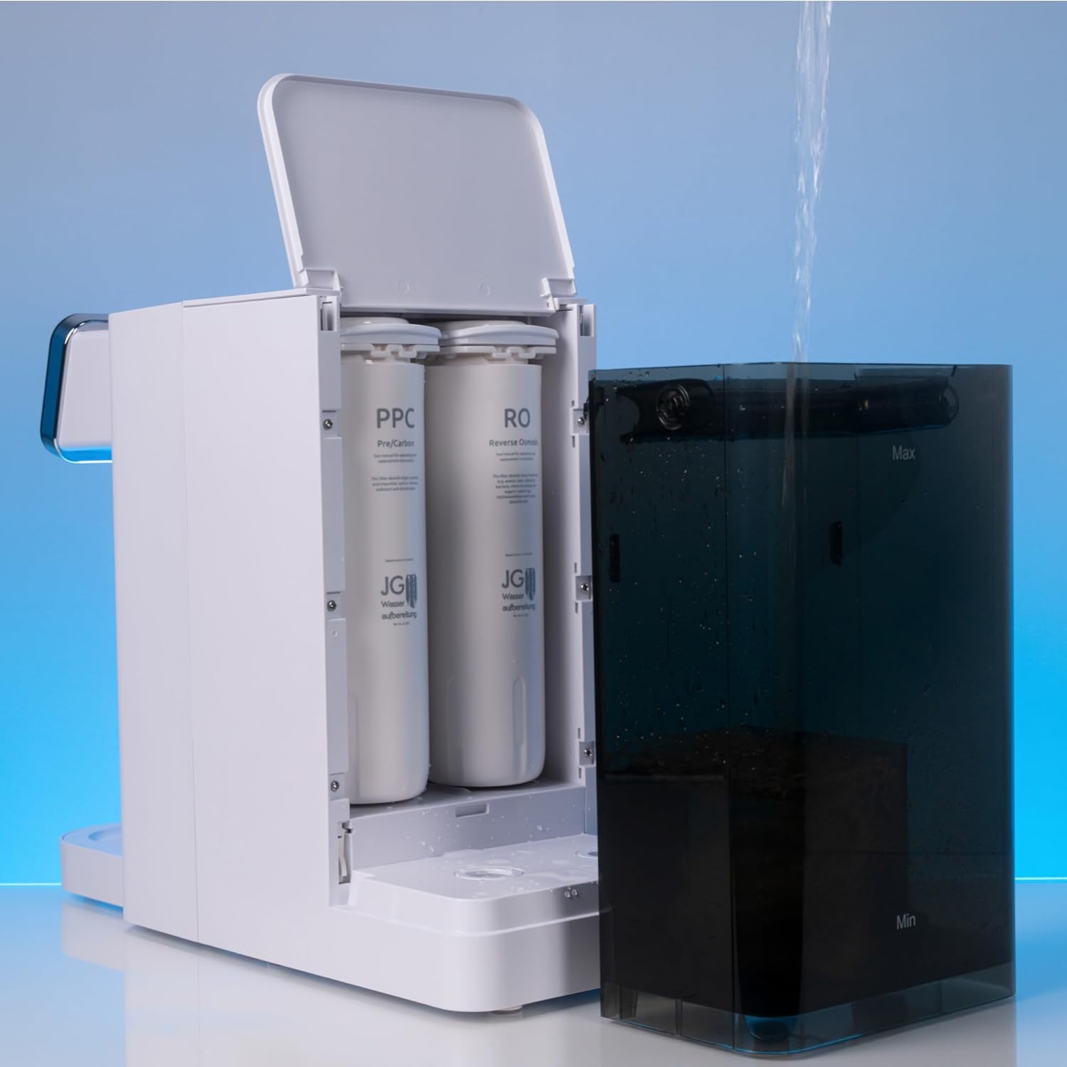 Vivalis One Tischosmosesystem mit Heißwasser und UV – 6-stufiger Umkehrosmose-Wasserfilter, 3,2 l Tank, 45–95 °C, Alca-Mineralisierung – Bild 3