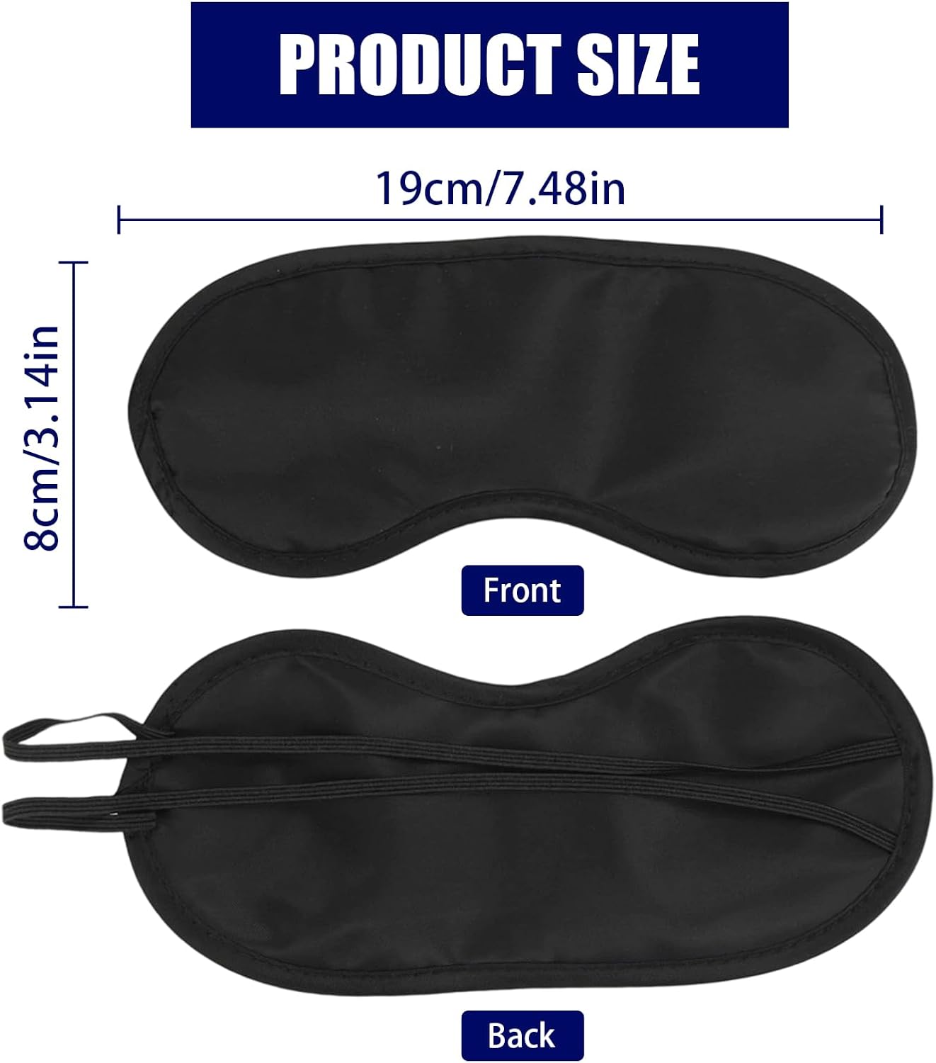 10 Stück Schlafmasken für Damen und Herren, leichte Augenbinde-Schlafmaske, Augenmaske, Nachtmaske, mit verstellbarem Gummiband, für Reisen, Schichtarbeit, Schwarz – Bild 2