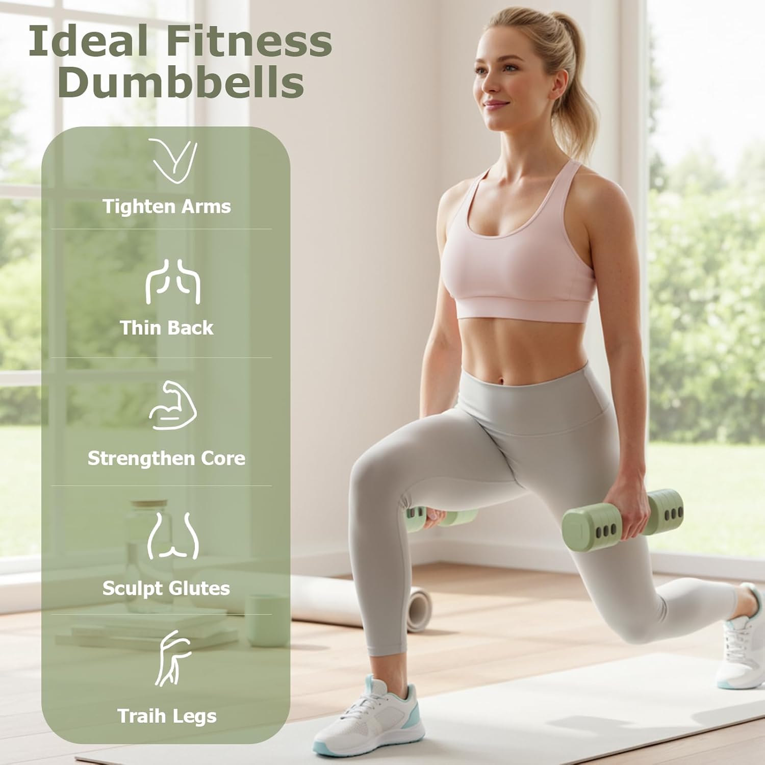 Verstellbare Hanteln Frauen Set, 1-5kg Kurzhanteln 2er Set, 4-in-1 Hantel Set für Frauen und Männer, Gewichte Hantel für Home Gym, Krafttraining Zuhause – Bild 6