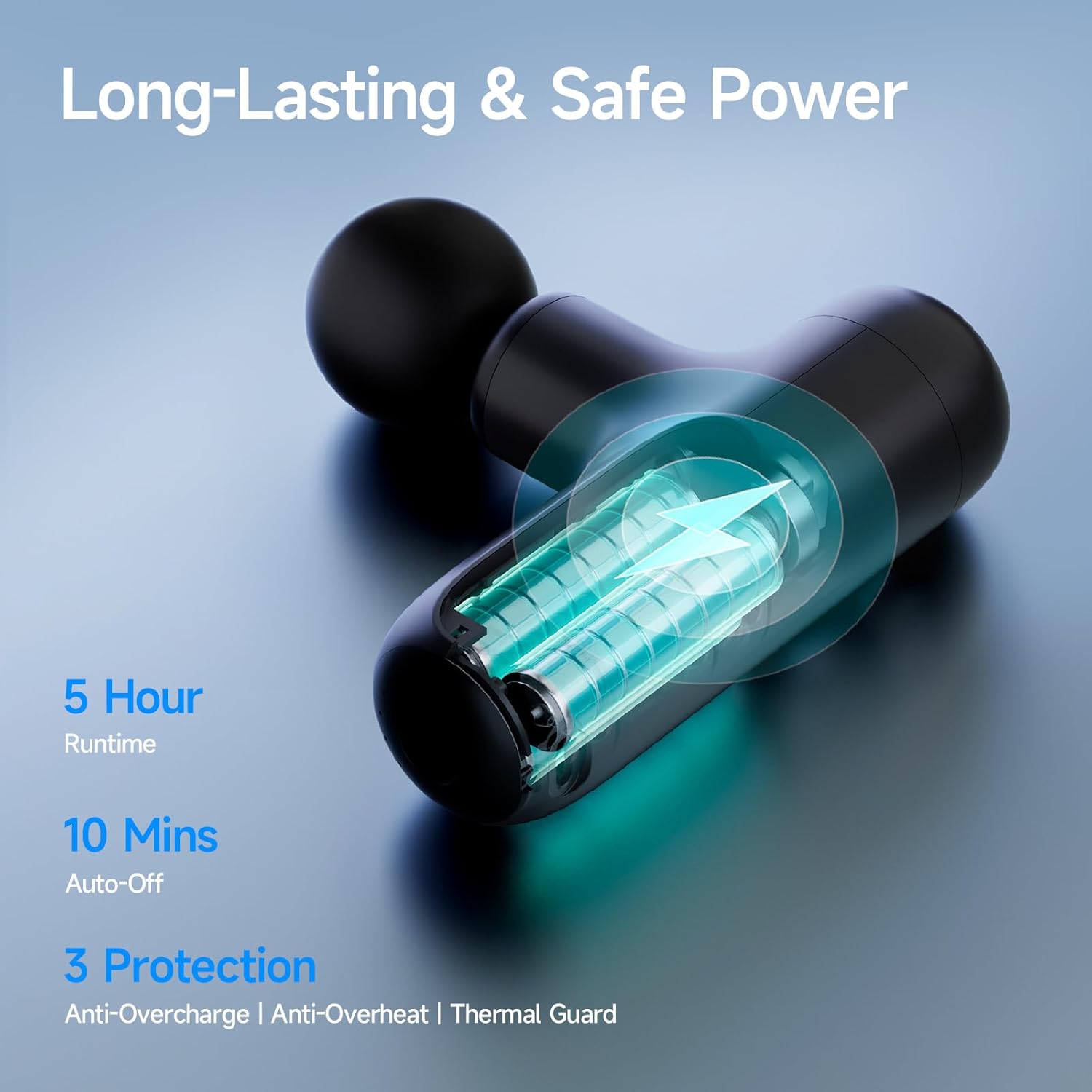 Super Mini Massage Gun Deep Tissue, Handmassagegerät mit 4 Aufsätzen, leise und reisetauglich, ideal zur Linderung von Rücken- und Muskelschmerzen für Zuhause, Fitnessstudio und Büro (Schwarz) – Bild 6