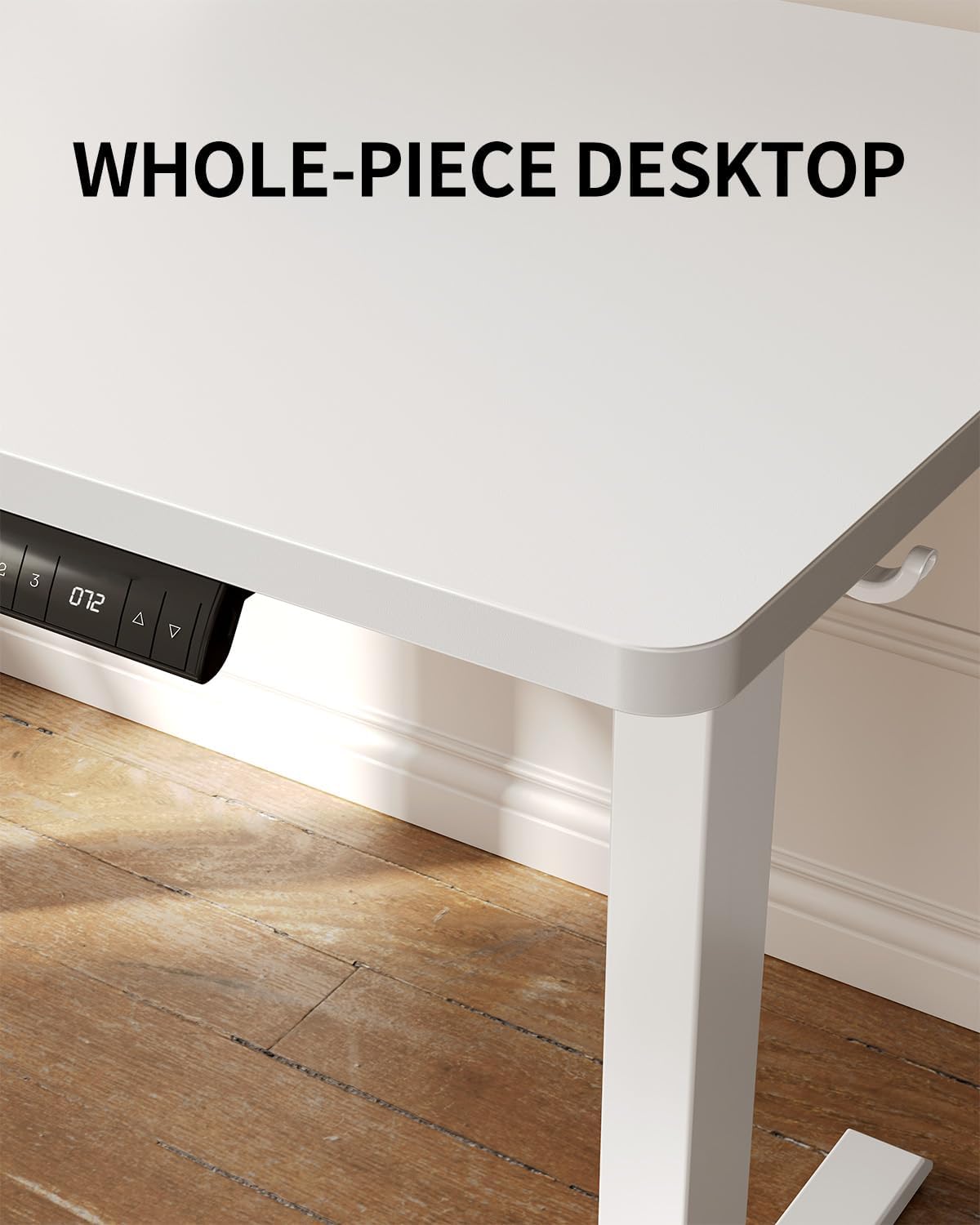 FEZIBO Höhenverstellbarer Schreibtisch, einteilige Tischplatte, 120 x 60 cm, höhenverstellbar mit USB-A- und USB-C-Ladeanschlüssen, Stehsitztisch für Home Office, Stehschreibtisch, Weiß – Bild 4