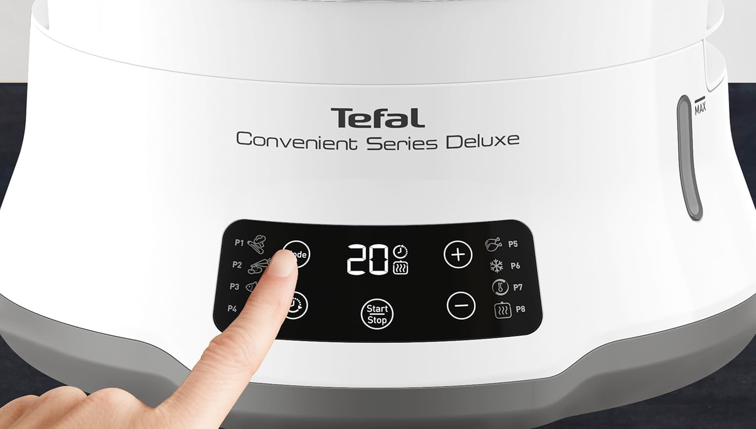 Tefal Convenience Series Deluxe Dampfgarer, einfacher Touchscreen, 8 Programme, Garen auf 3 Ebenen, Edelstahlbehälter, langlebige Qualität, gesunde Zubereitung, Edelstahl/Weiß, VC502D – Bild 8