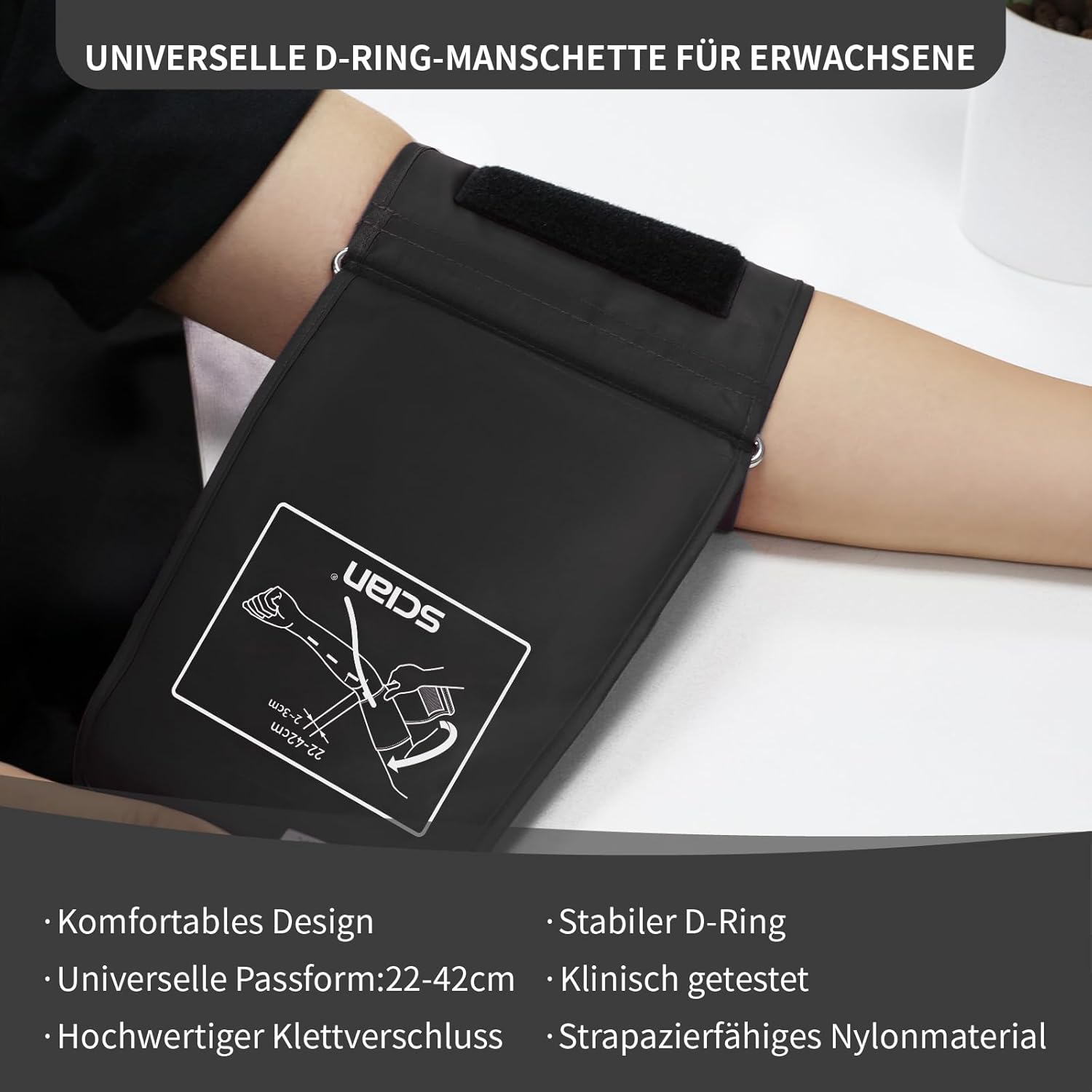 SCIAN Manuelles Blutdruckmessgerät, Aneroid-Blutdruckmessgerät zur Oberarmmessung mit europäischer Manschette (22–42 cm) + Tragetasche für Krankenschwestern, Ärzte, Senioren, Erwachsene (weiß) – Bild 7