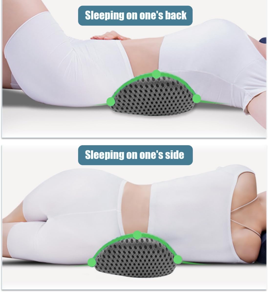 Orthopädisches Lendenkissen, Memory-Schaum-Rückenkissen zur Druckentlastung für Bürostuhl, Bett, Stuhl, Auto, dunkelgrau, 46 x 23 x 11 cm – Bild 4