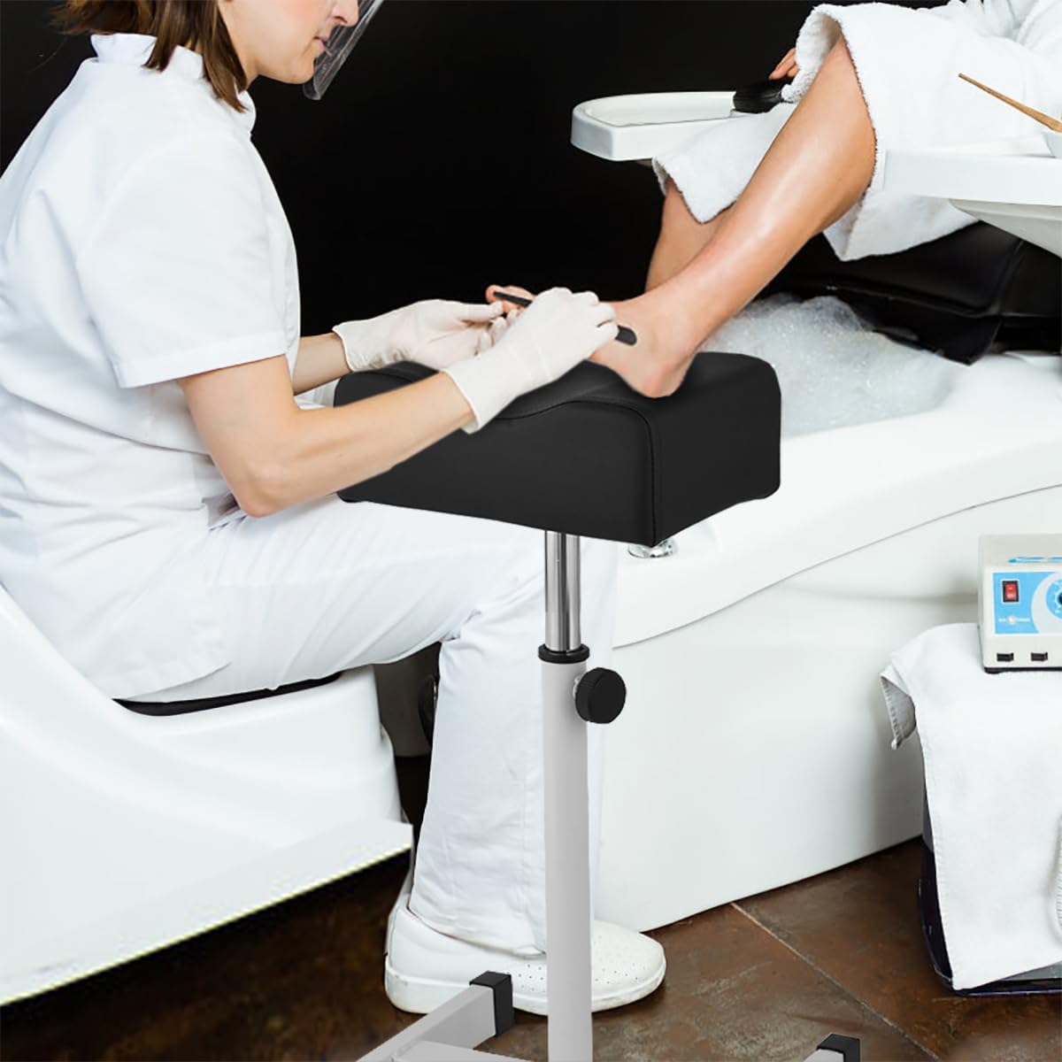 RELAX4LIFE Pediküre-Hocker, Maniküre-Fußstütze höhenverstellbar, Fußpflege-Fußhocker, Beinstütze für die Nagelpflege, ideal für Schönheitssalon, Nagelstudio (schwarz) – Bild 2