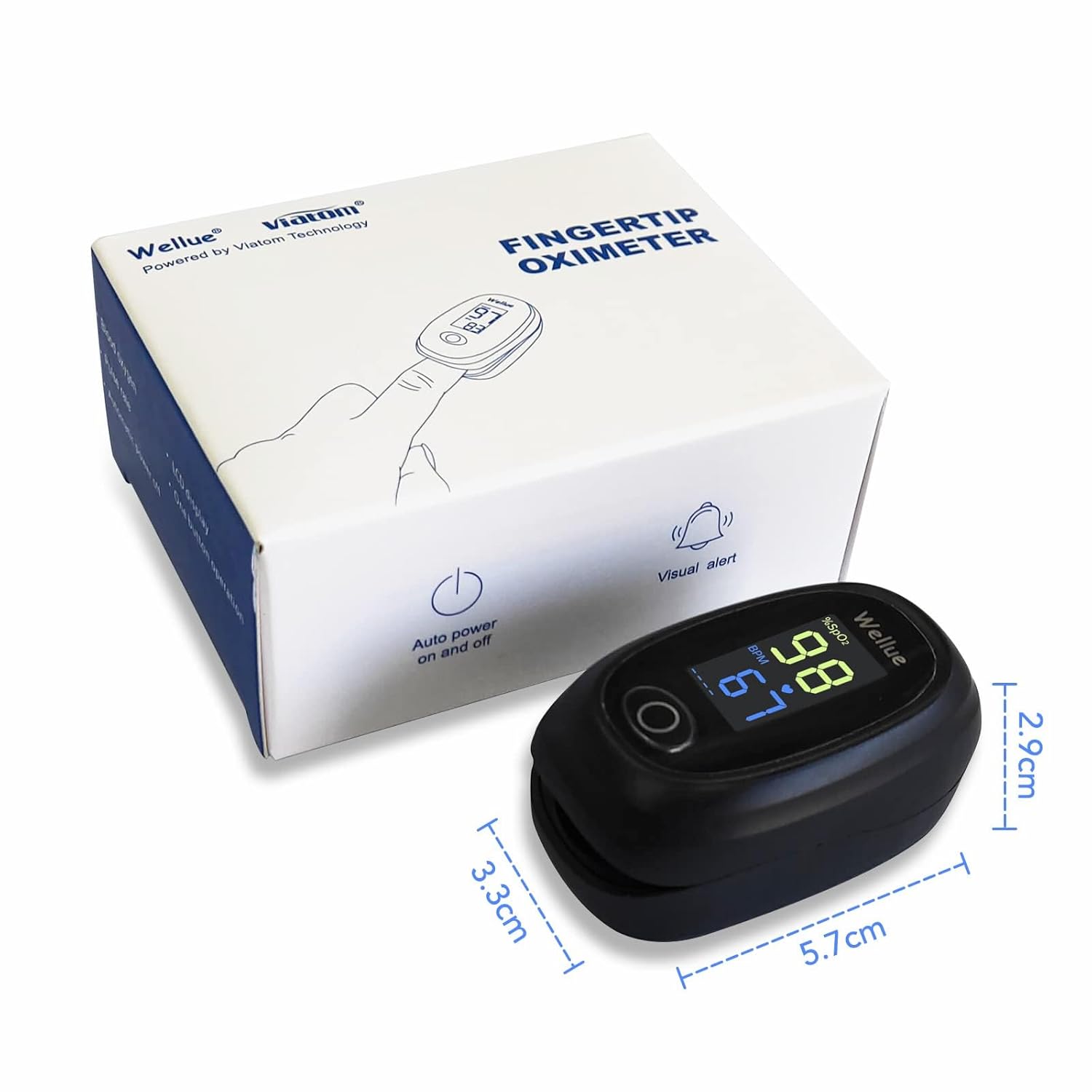 Wellue Pulsoximeter, Blutsauerstoffmonitor Finger, Fingerspitzen-Pulsoximeter für erwachsene Kinder, SP O2 PI Level und Herzfrequenzmonitor – Bild 6