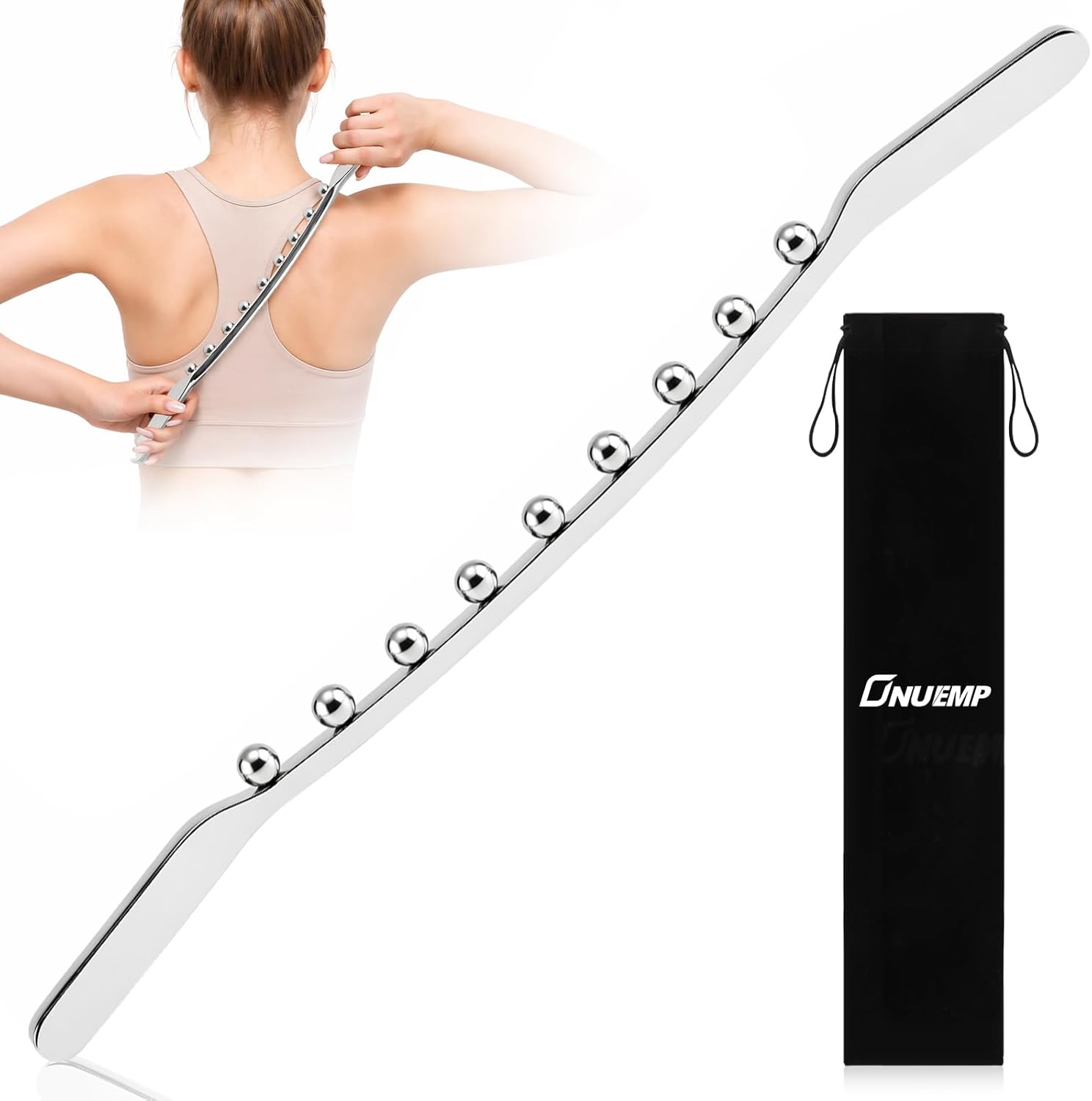 2-in-1 Faszienstab Edelstahl Gua Sha Faszienmuskelschaber Faszienroller Werkzeug für Lymphdrainage, Cellulite-Reduktion, Faszienmassage, Triggerpunkttherapie, Lösen von Verklebungen