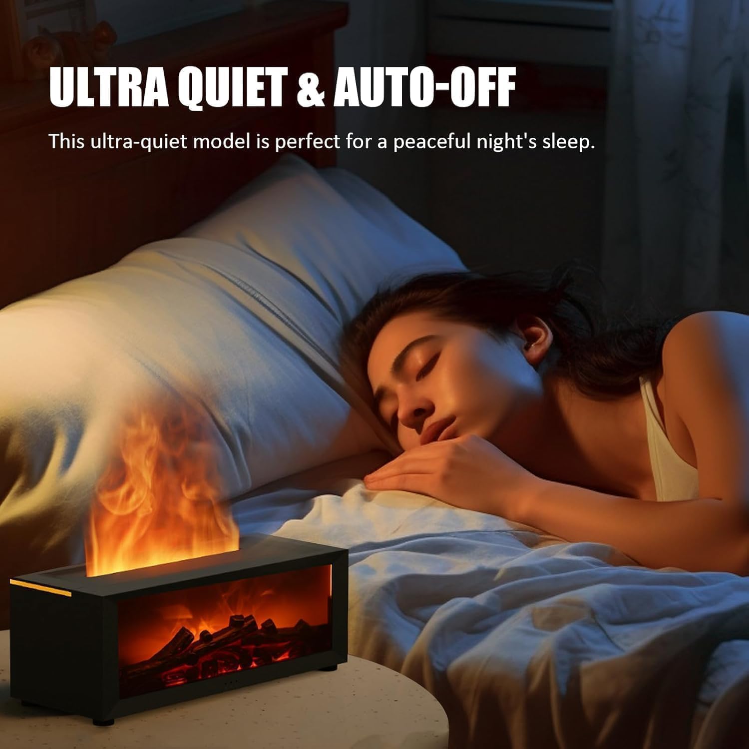 Luftbefeuchter Kamin, Flammen-Aroma-Diffusor, 150 ml Diffusor für ätherische Öle mit Fernbedienung und 7-Farben-LED-Beleuchtung, automatische Abschaltung, Timer für Zuhause, Büro, Schlafzimmer, Geschenk – Bild 6