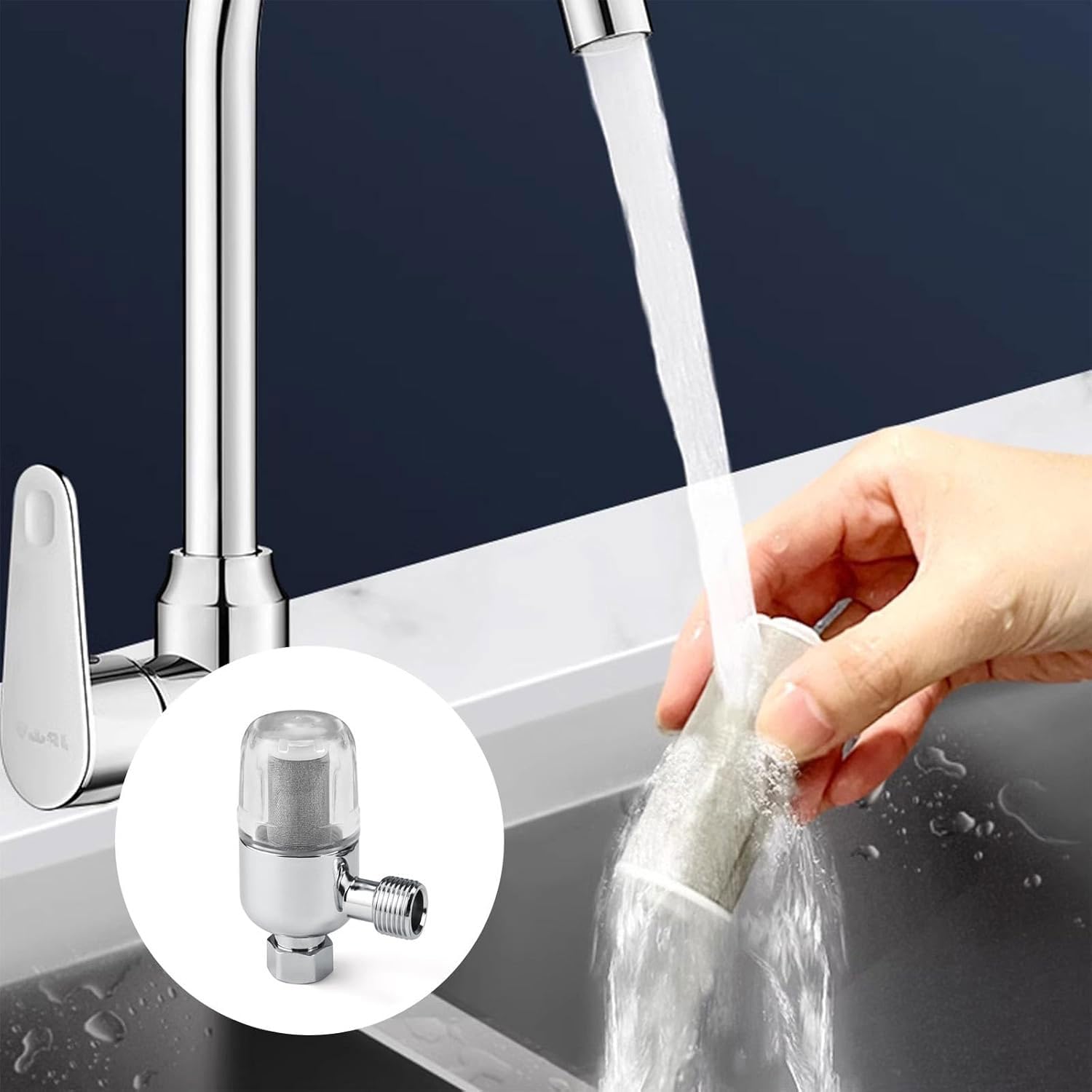 2 Stück Wasserfilter Dusche, Wassersystem-Vorfilter, wiederverwendbarer Filter, 1/2 Zoll Warmwasserbereiterfilter, filtert effektiv Verunreinigungen im Wasser, Duschkalkfilter für Wasserhahn – Bild 6