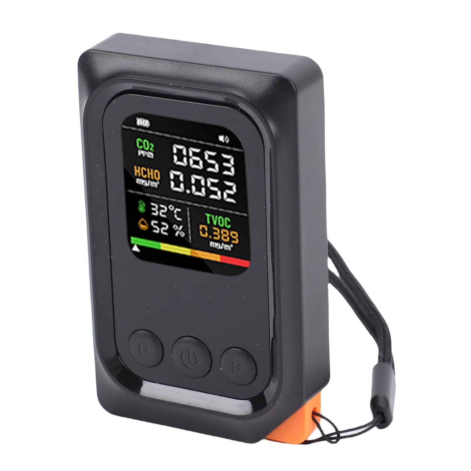 Sxhlseller 5-in-1-Luftqualitätsmonitor, professioneller Luftqualitätsdetektor mit Spracherinnerung, CO2 TVOC HCHO Temp Humid Smart Tester für Zuhause, Hotel