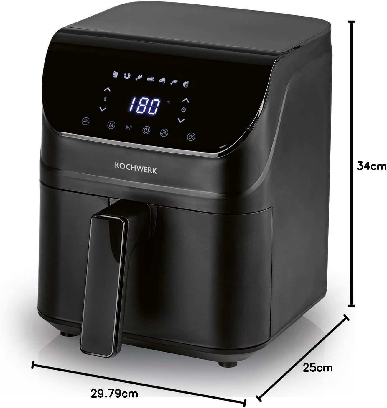 Rachs KOCHWERK Digitale Heißluftfritteuse 4L | Airfryer mit Touchscreen zum fettarmen Kochen, Grillen oder Backen ohne Öl | Erinnerungsfunktion zum Wenden | Einfache Reinigung | 1400 W – Bild 8